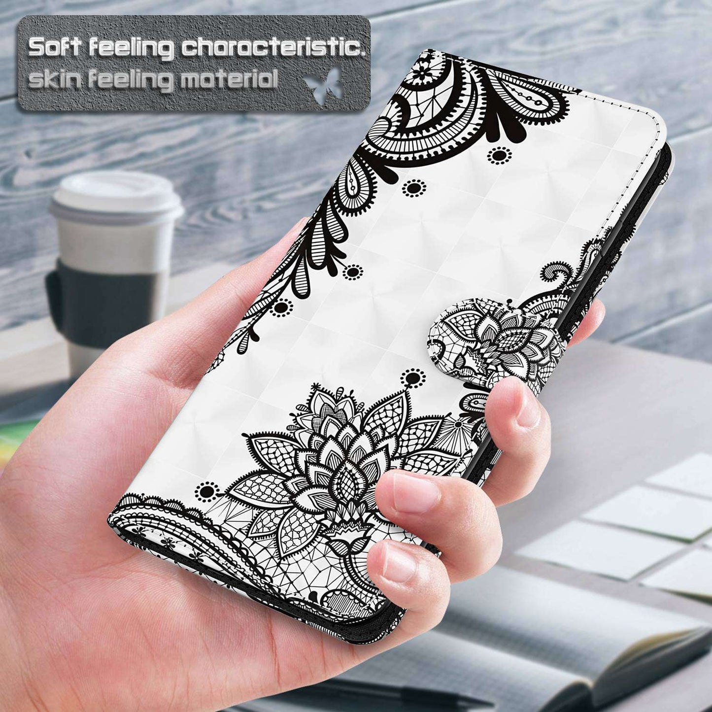 For OnePlus 11 5G PU Leather 3D Pattern Printing Phone Case Flip Wallet Stand Protective Cover - Lace Flower