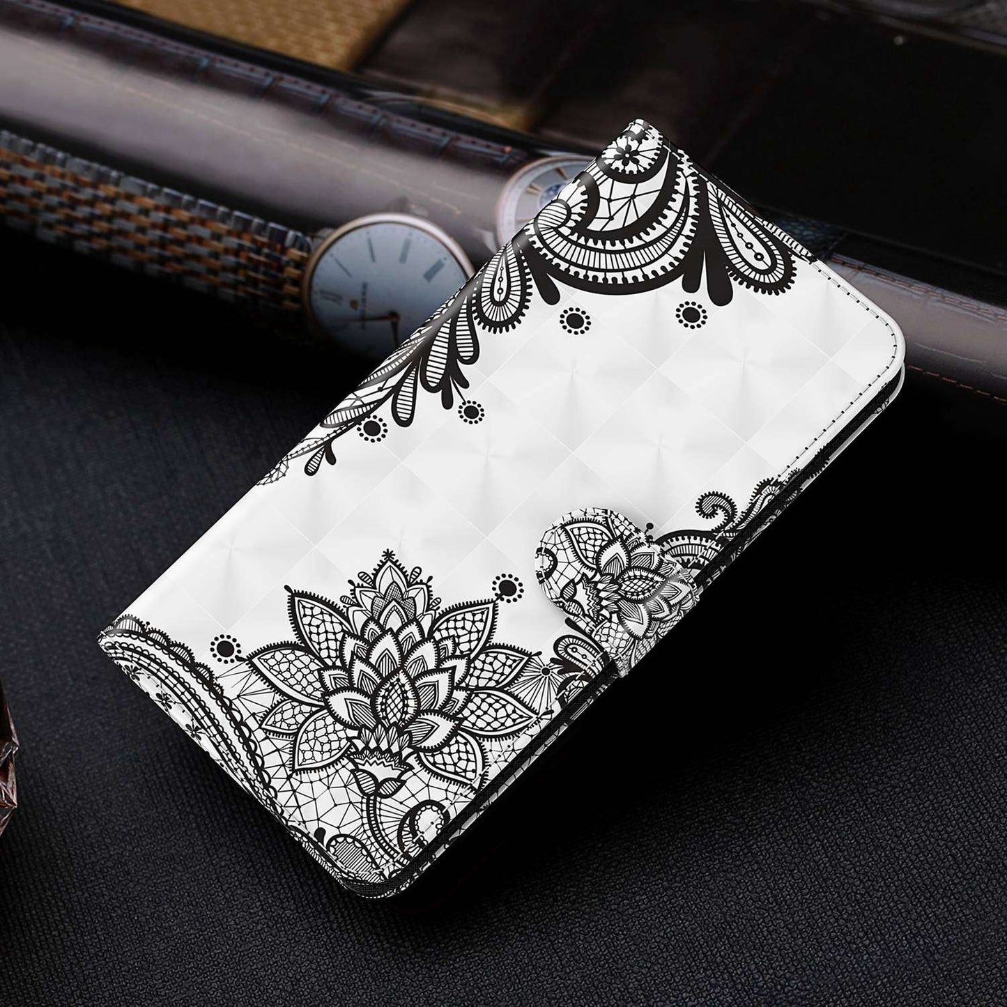 For OnePlus 11 5G PU Leather 3D Pattern Printing Phone Case Flip Wallet Stand Protective Cover - Lace Flower