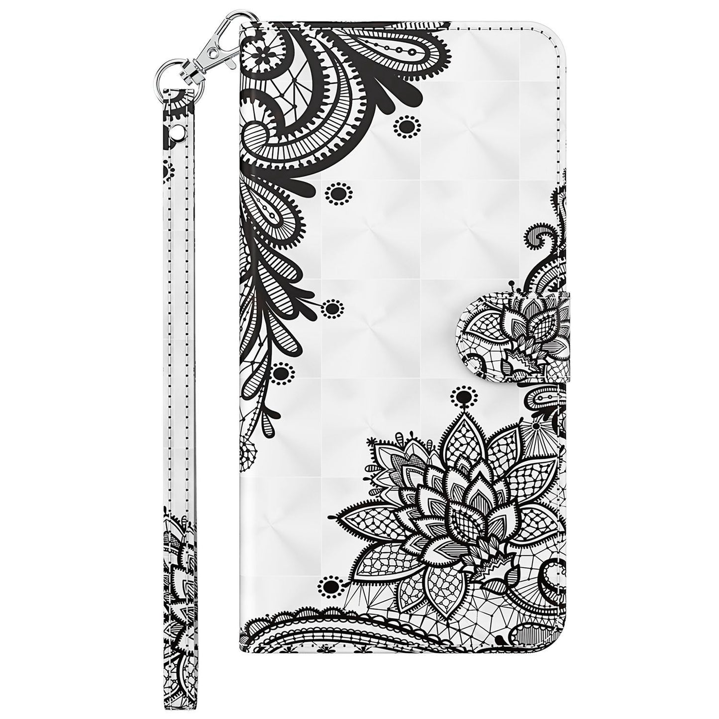 For OnePlus 11 5G PU Leather 3D Pattern Printing Phone Case Flip Wallet Stand Protective Cover - Lace Flower