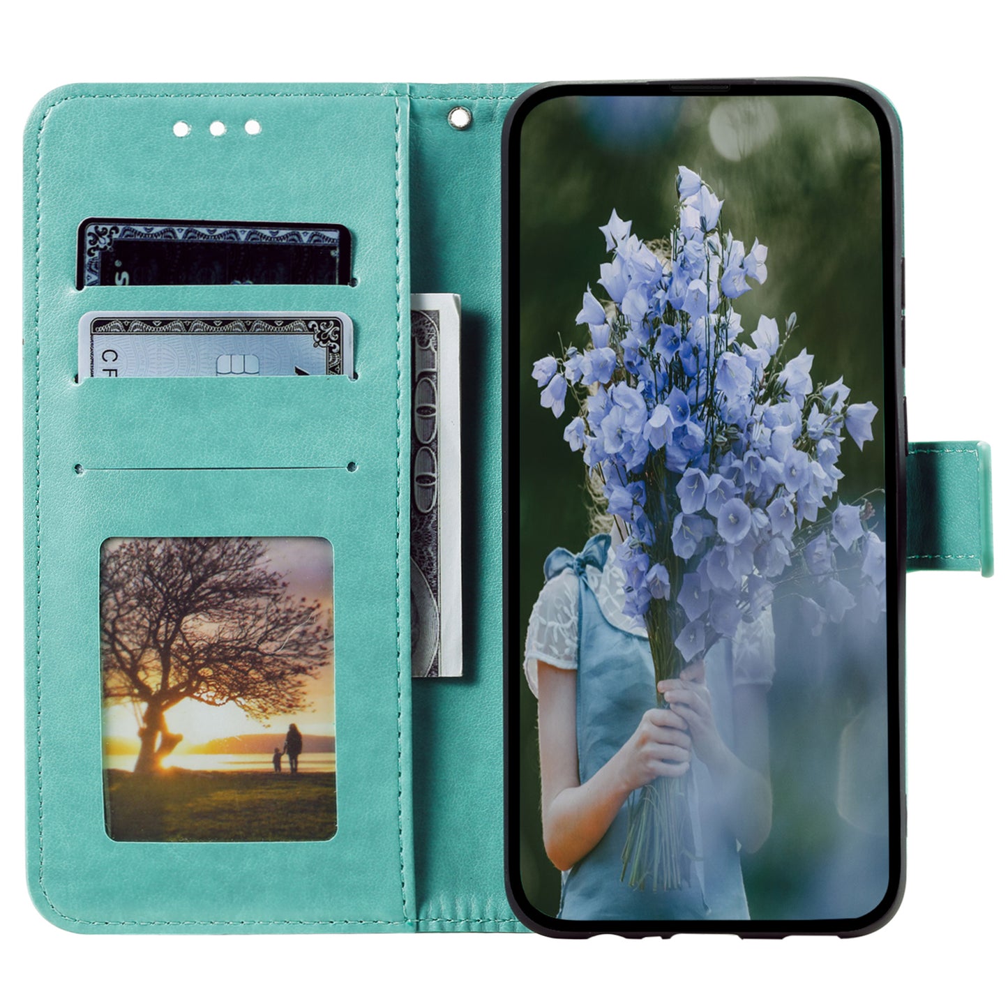 Leather Flip Case for OnePlus 11 5G Shockproof Phone Shell Mandala Flower Pattern Wallet Phone Cover - Green