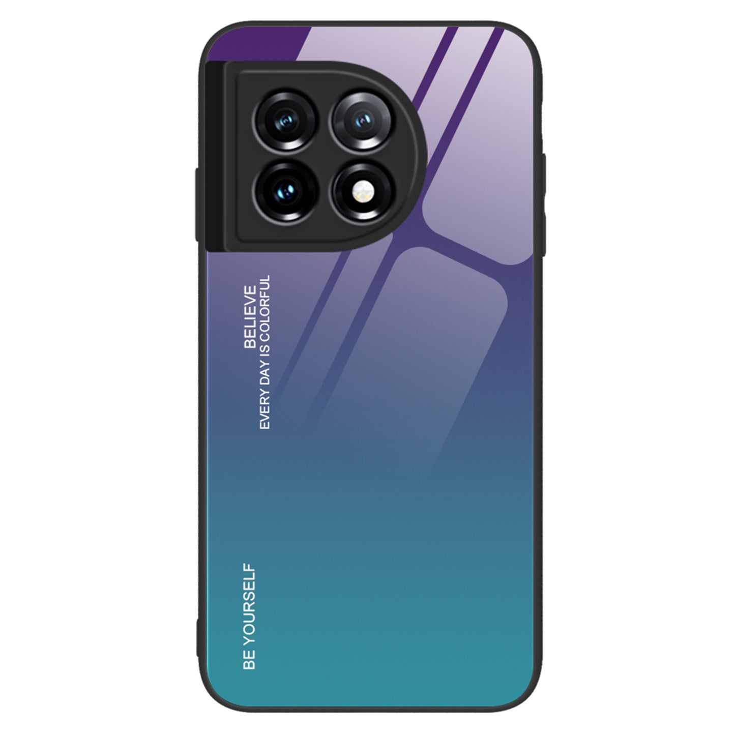 Gradient Color Phone Case for OnePlus 11 5G Tempered Glass PC TPU Anti-Scratch Phone Cover - Purple / Blue