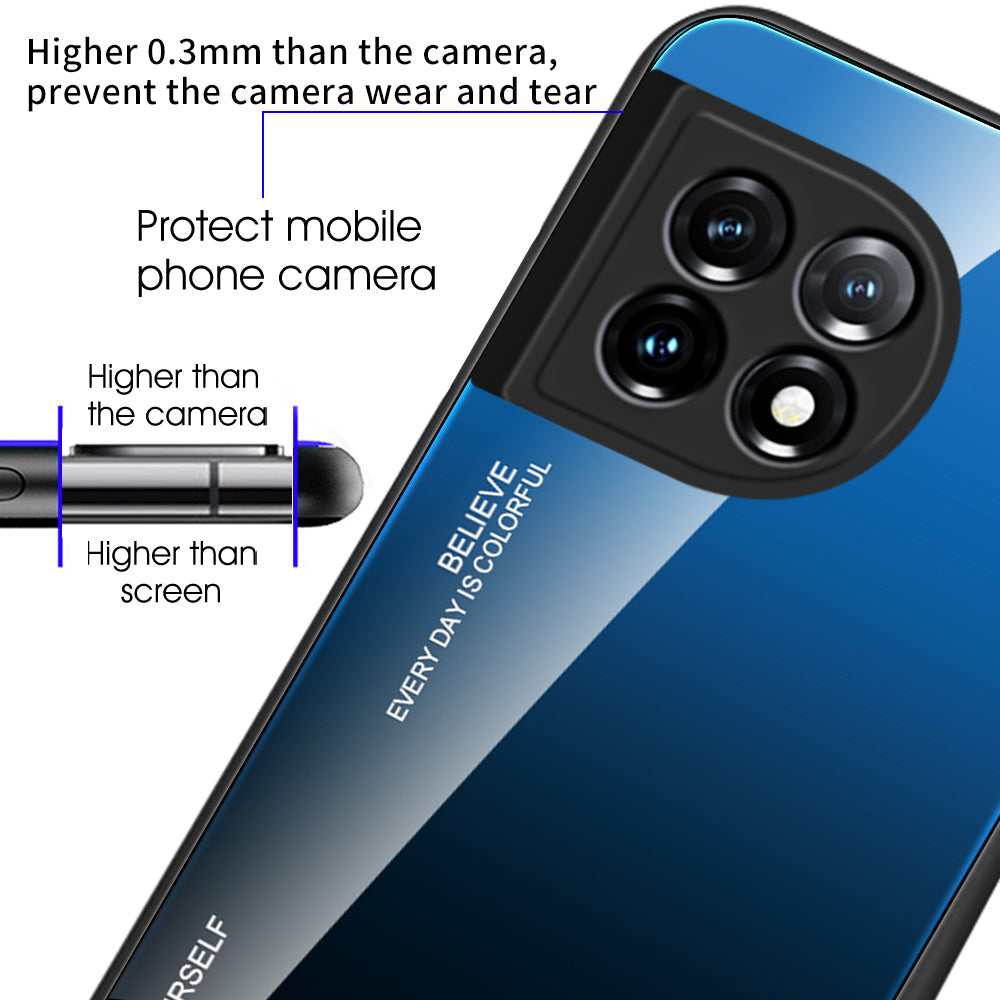 Gradient Color Phone Case for OnePlus 11 5G Tempered Glass PC TPU Anti-Scratch Phone Cover - Blue / Rose