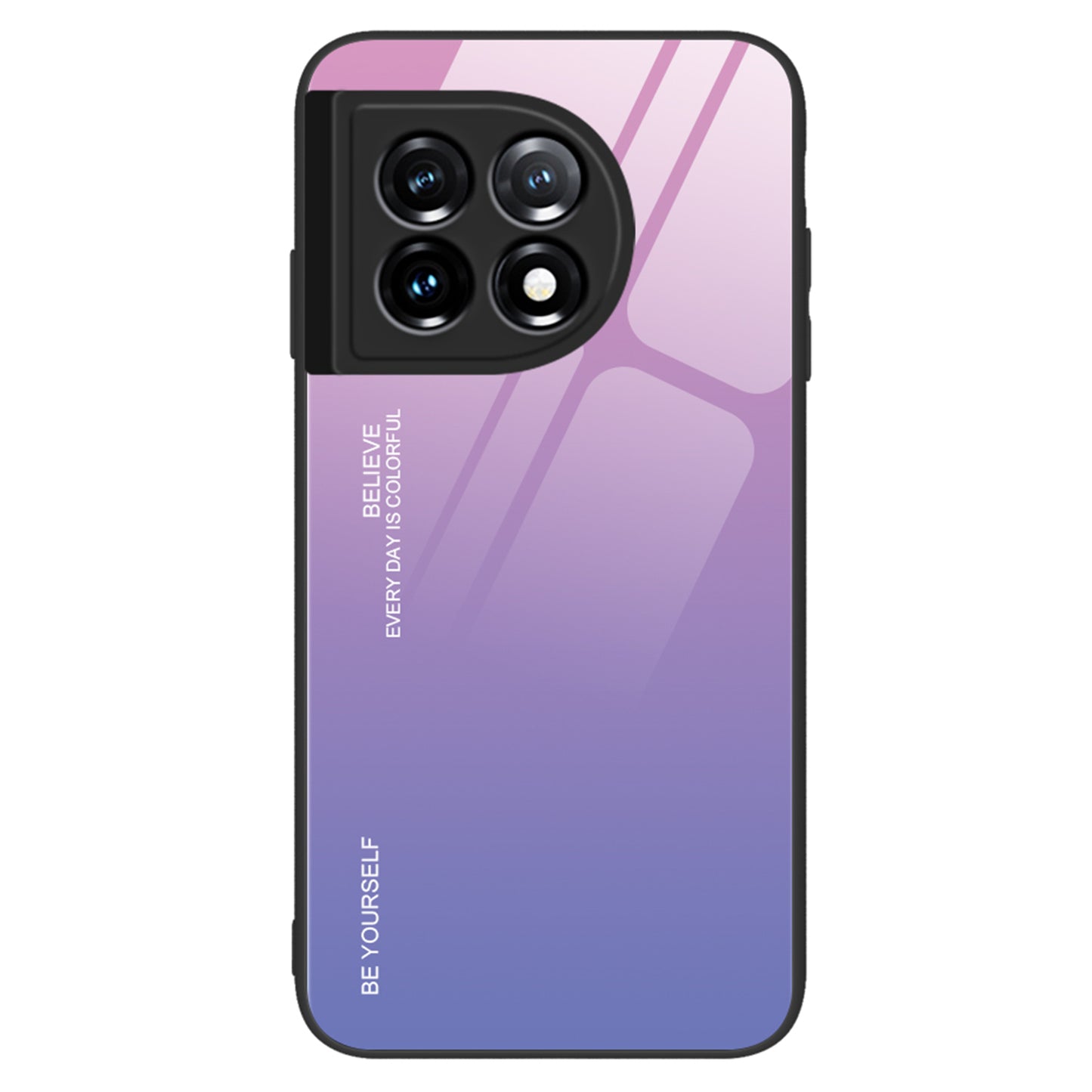 Gradient Color Phone Case for OnePlus 11 5G Tempered Glass PC TPU Anti-Scratch Phone Cover - Pink / Purple