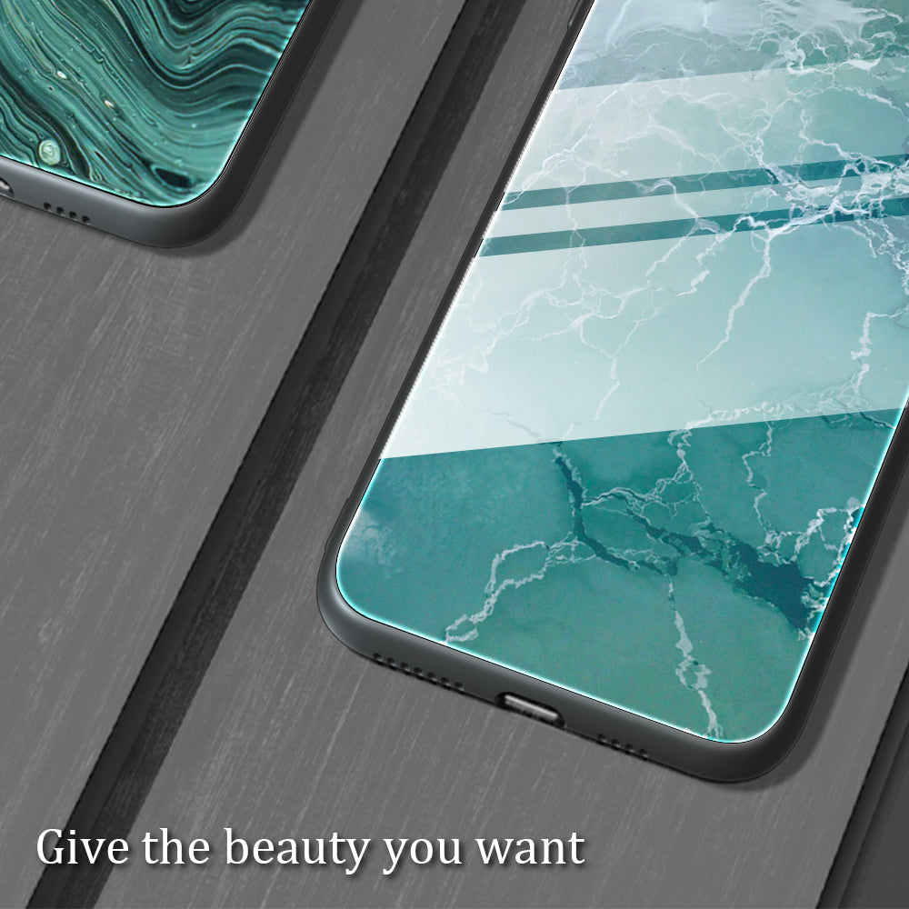 For OnePlus 11 5G Marble Pattern Phone Case Tempered Glass+PC+TPU Anti-drop Phone Cover - DL03