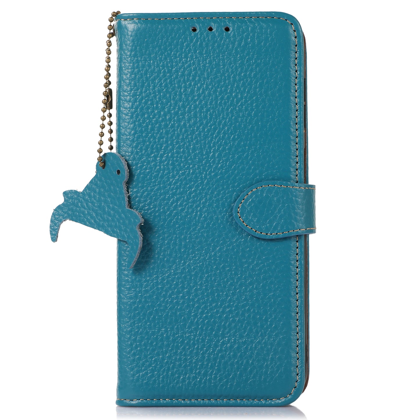 For OnePlus 11 5G RFID Blocking Stand Shell Cover Genuine Cow Leather Litchi Texture Wallet Case - Blue