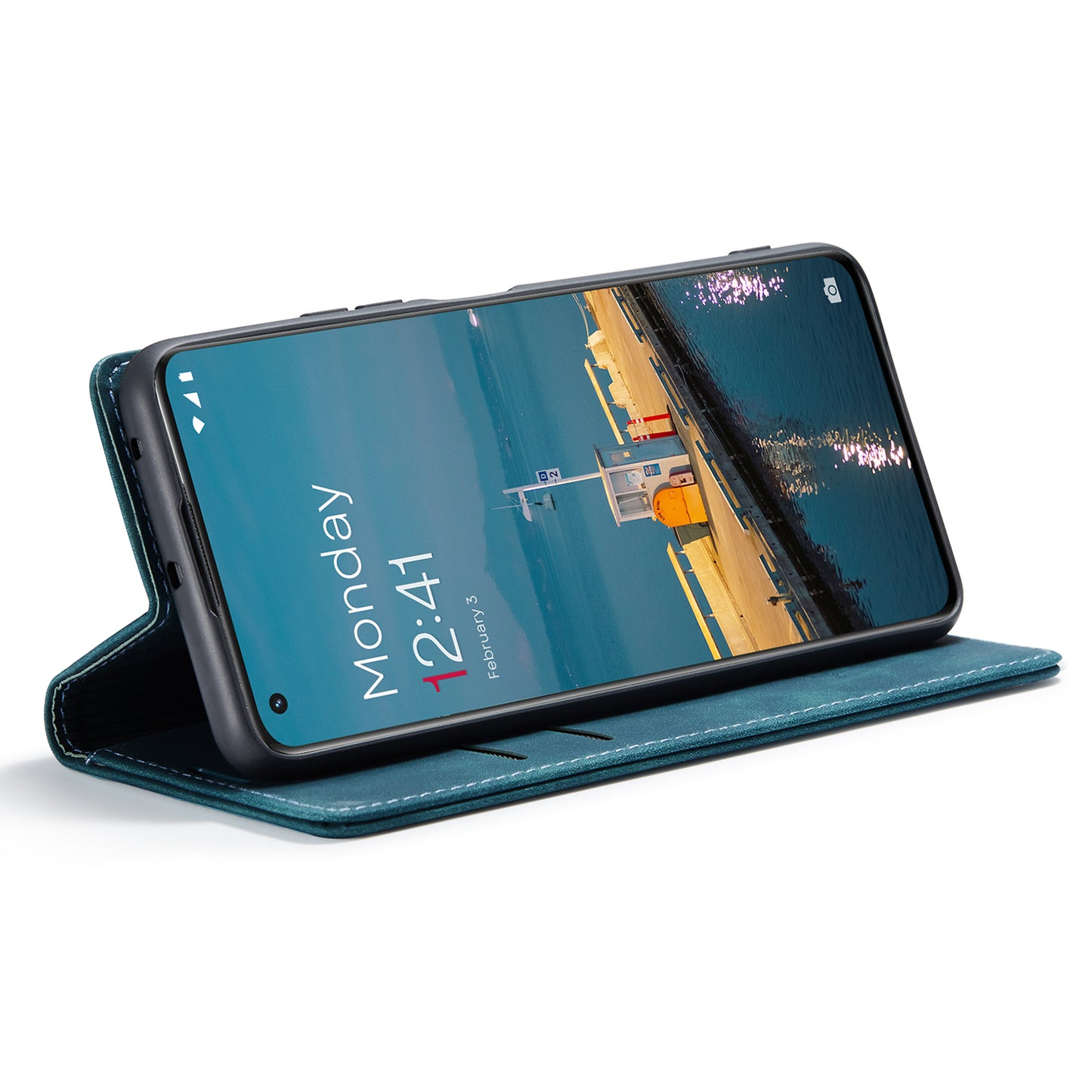 CASEME 013 Series Phone Shell for OnePlus 11 5G Magnetic Flip PU Leather Case Wallet Stand Cover - Blue