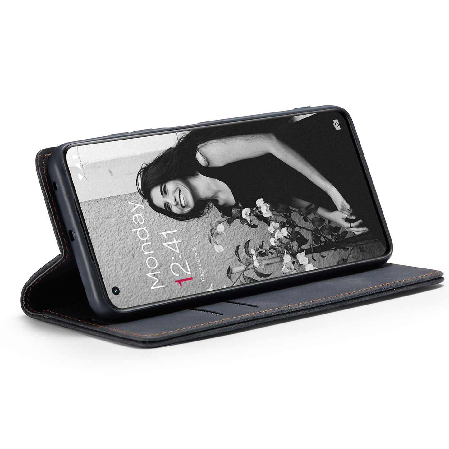 CASEME 013 Series Phone Shell for OnePlus 11 5G Magnetic Flip PU Leather Case Wallet Stand Cover - Black