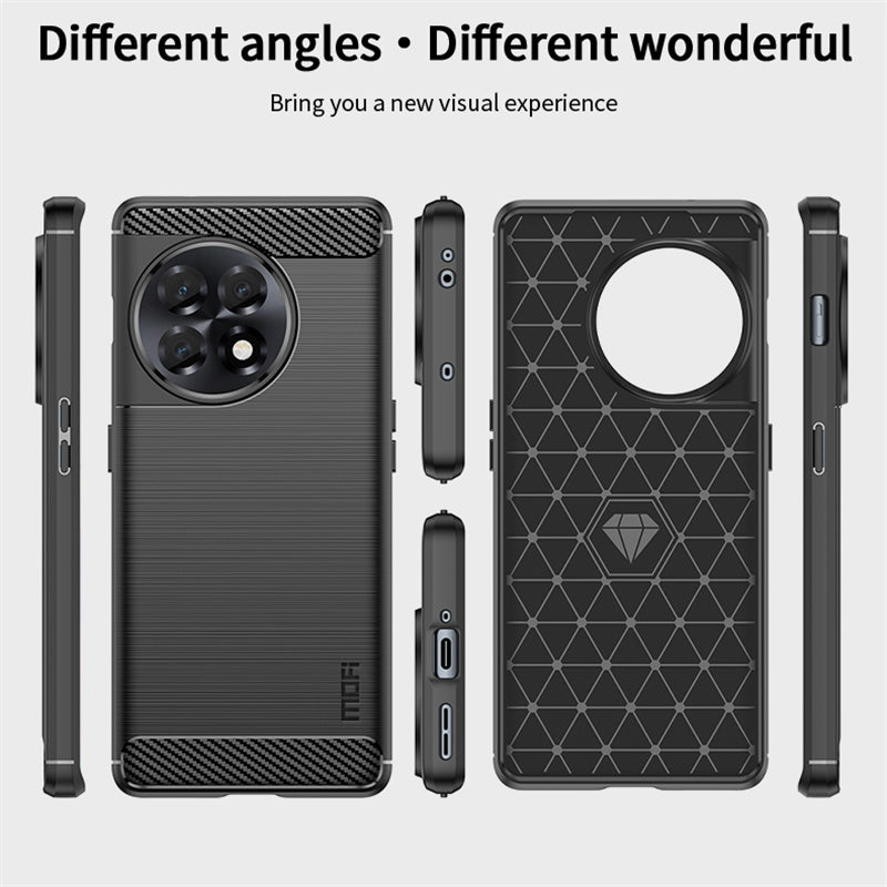 MOFI JK TPU Series-1 Brushed TPU Cover for OnePlus 11R 5G / Ace 2 5G Carbon Fiber Phone Shell - Red