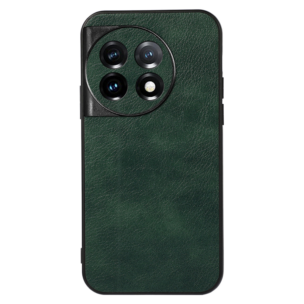 For OnePlus 11 5G Litchi Texture Phone Case Leather Coated PC+TPU Phone Cover - Green