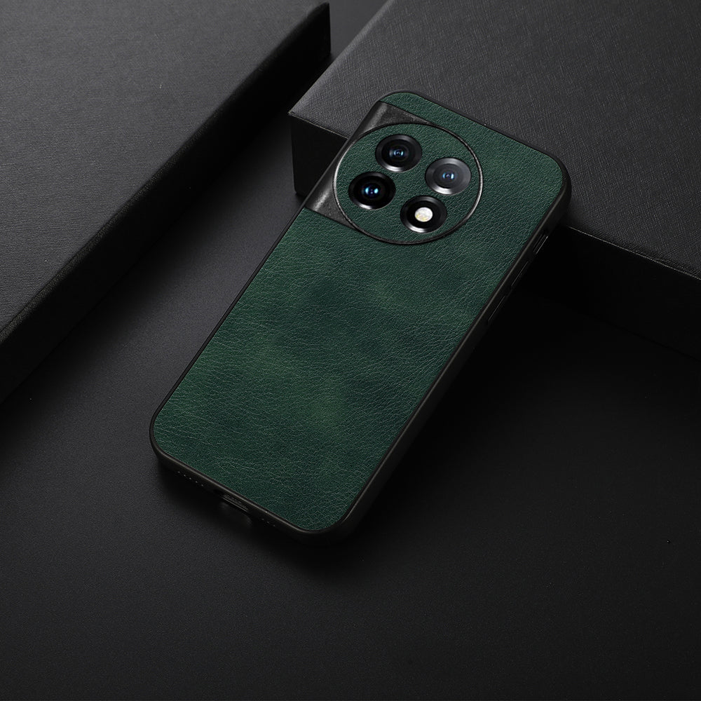 For OnePlus 11 5G Litchi Texture Phone Case Leather Coated PC+TPU Phone Cover - Green