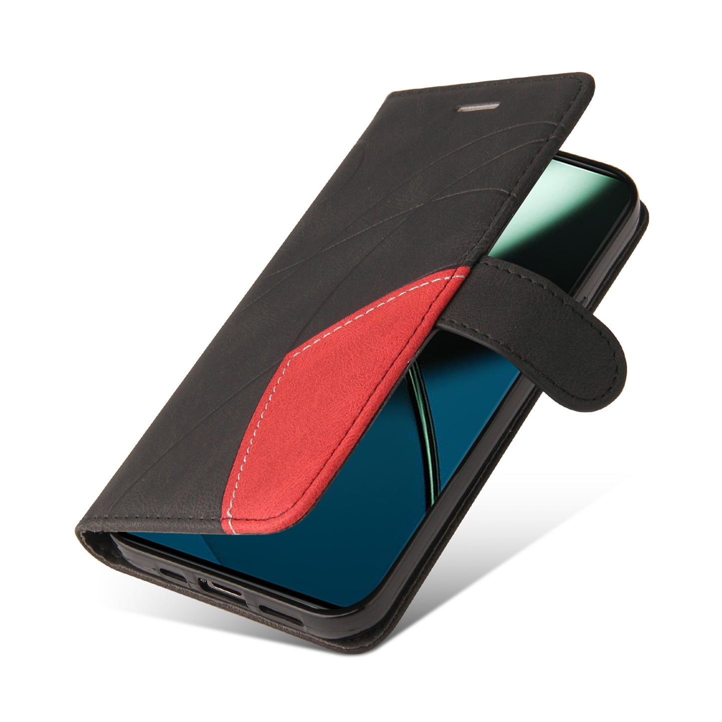 KT Leather Series-1 For OnePlus 11 5G Wallet Stand Protective Case Dual-color Splicing PU Leather Phone Cover - Black