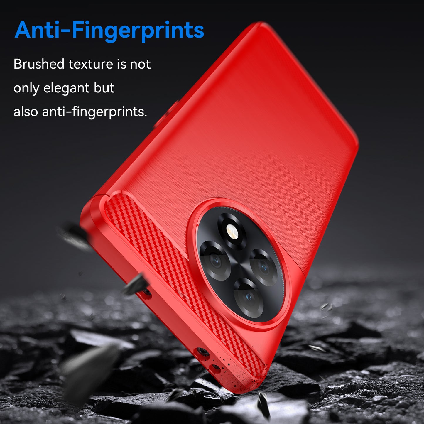 Phone TPU Case for OnePlus Ace 2 5G / 11R 5G , Brushed Carbon Fiber Texture Cell Phone Cover - Red