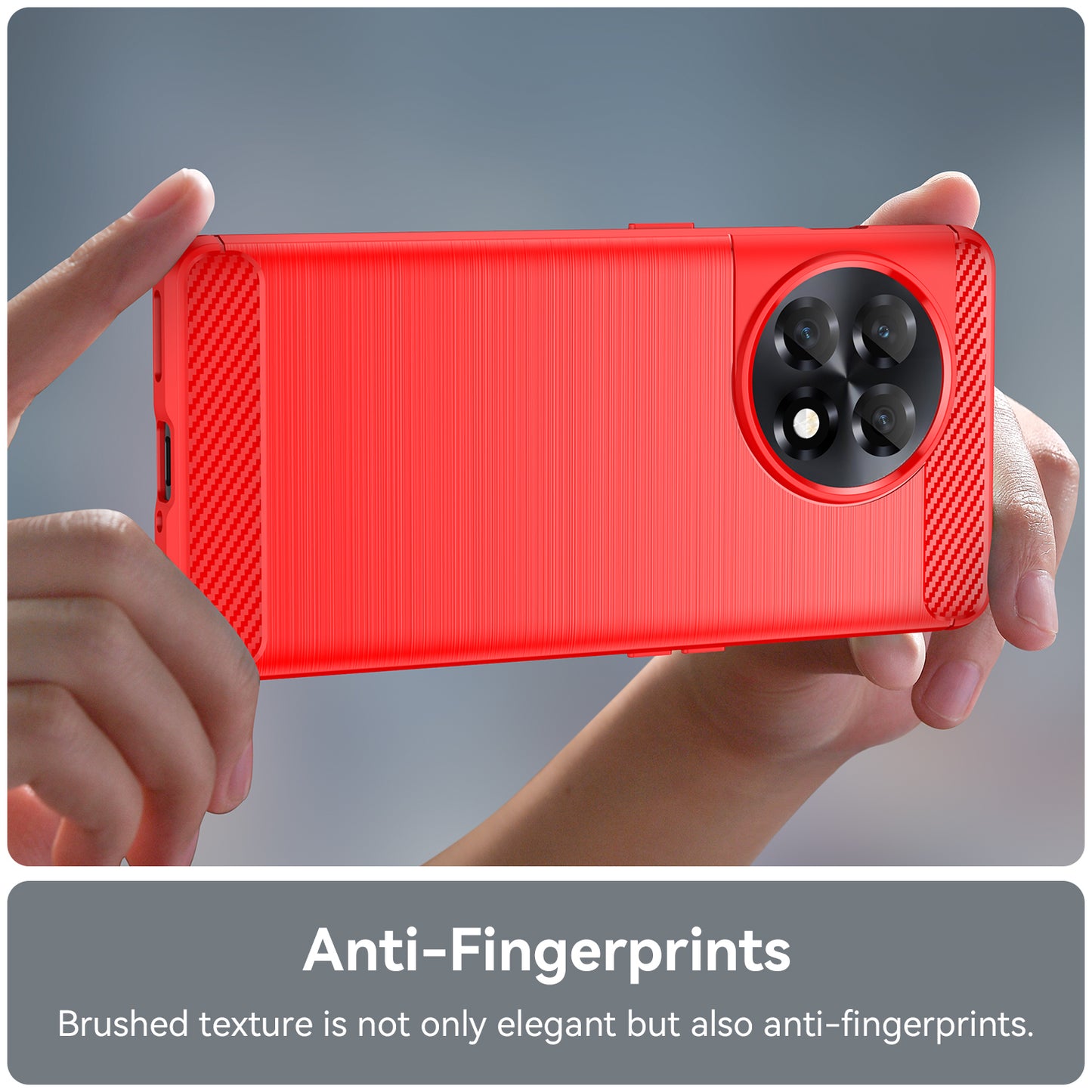 Phone TPU Case for OnePlus Ace 2 5G / 11R 5G , Brushed Carbon Fiber Texture Cell Phone Cover - Red