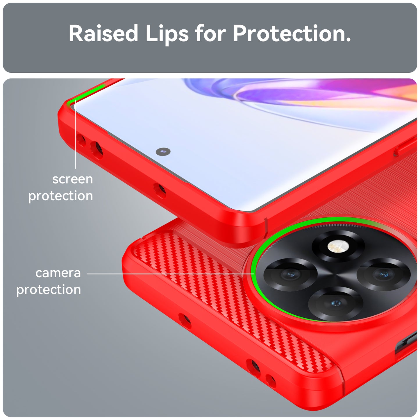 Phone TPU Case for OnePlus Ace 2 5G / 11R 5G , Brushed Carbon Fiber Texture Cell Phone Cover - Red