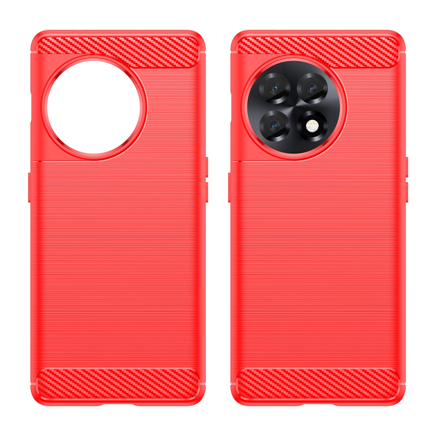 Phone TPU Case for OnePlus Ace 2 5G / 11R 5G , Brushed Carbon Fiber Texture Cell Phone Cover - Red