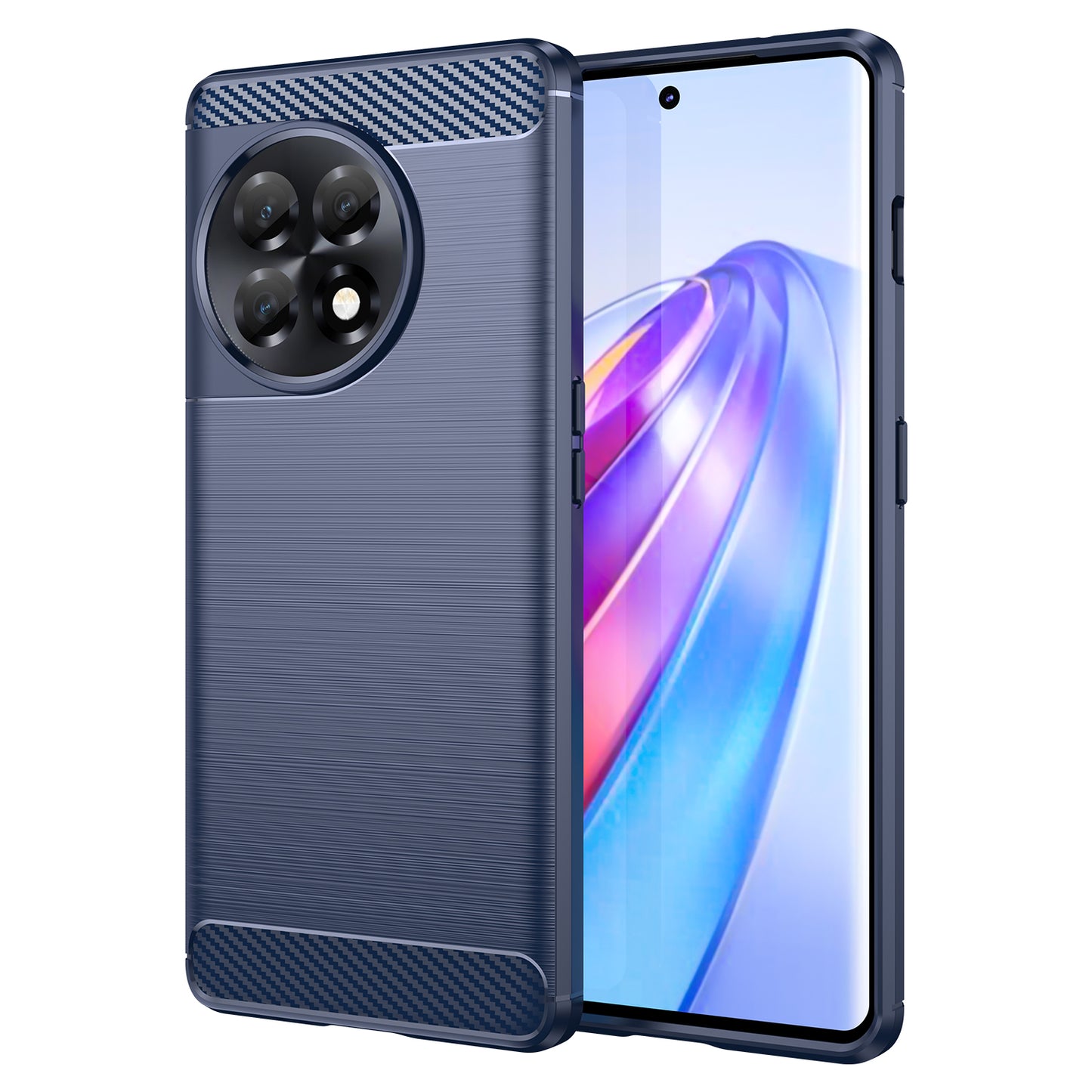 Phone TPU Case for OnePlus Ace 2 5G / 11R 5G , Brushed Carbon Fiber Texture Cell Phone Cover - Blue