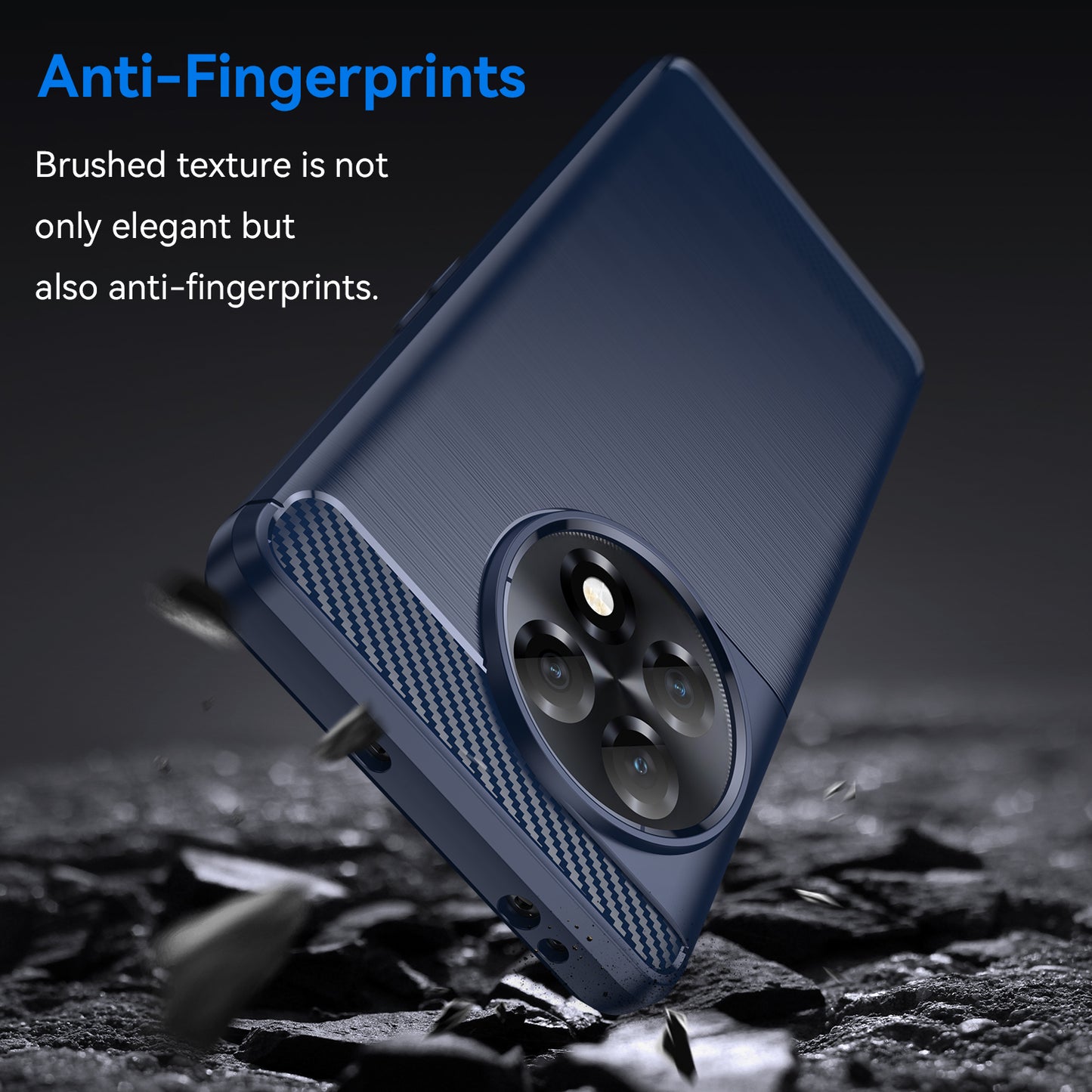 Phone TPU Case for OnePlus Ace 2 5G / 11R 5G , Brushed Carbon Fiber Texture Cell Phone Cover - Blue