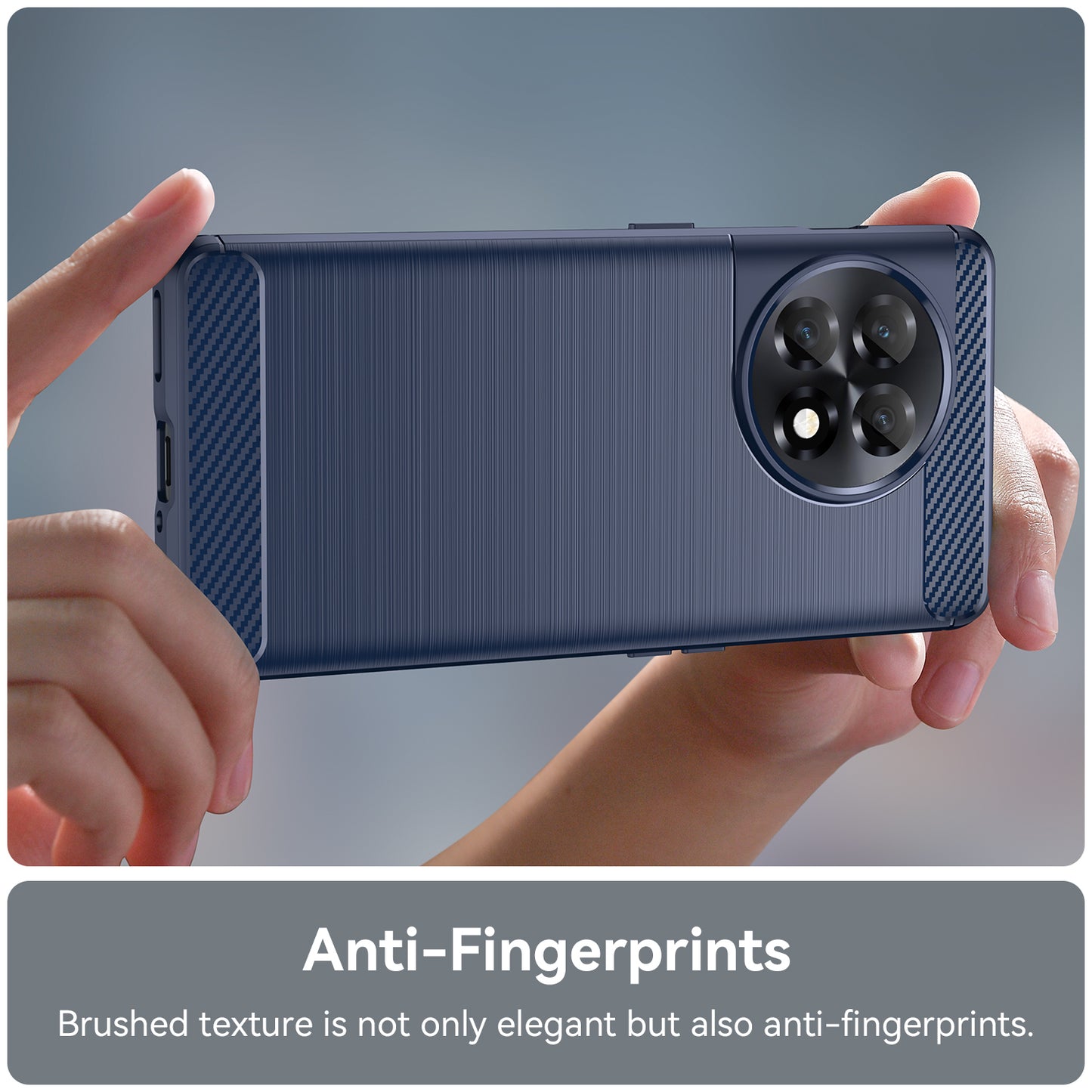 Phone TPU Case for OnePlus Ace 2 5G / 11R 5G , Brushed Carbon Fiber Texture Cell Phone Cover - Blue