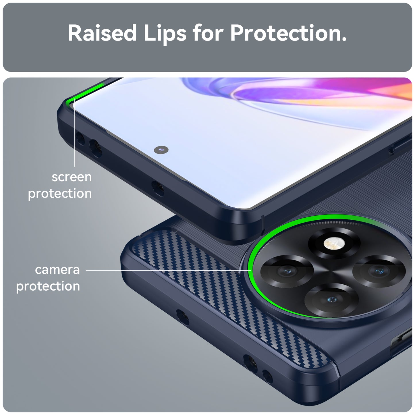 Phone TPU Case for OnePlus Ace 2 5G / 11R 5G , Brushed Carbon Fiber Texture Cell Phone Cover - Blue