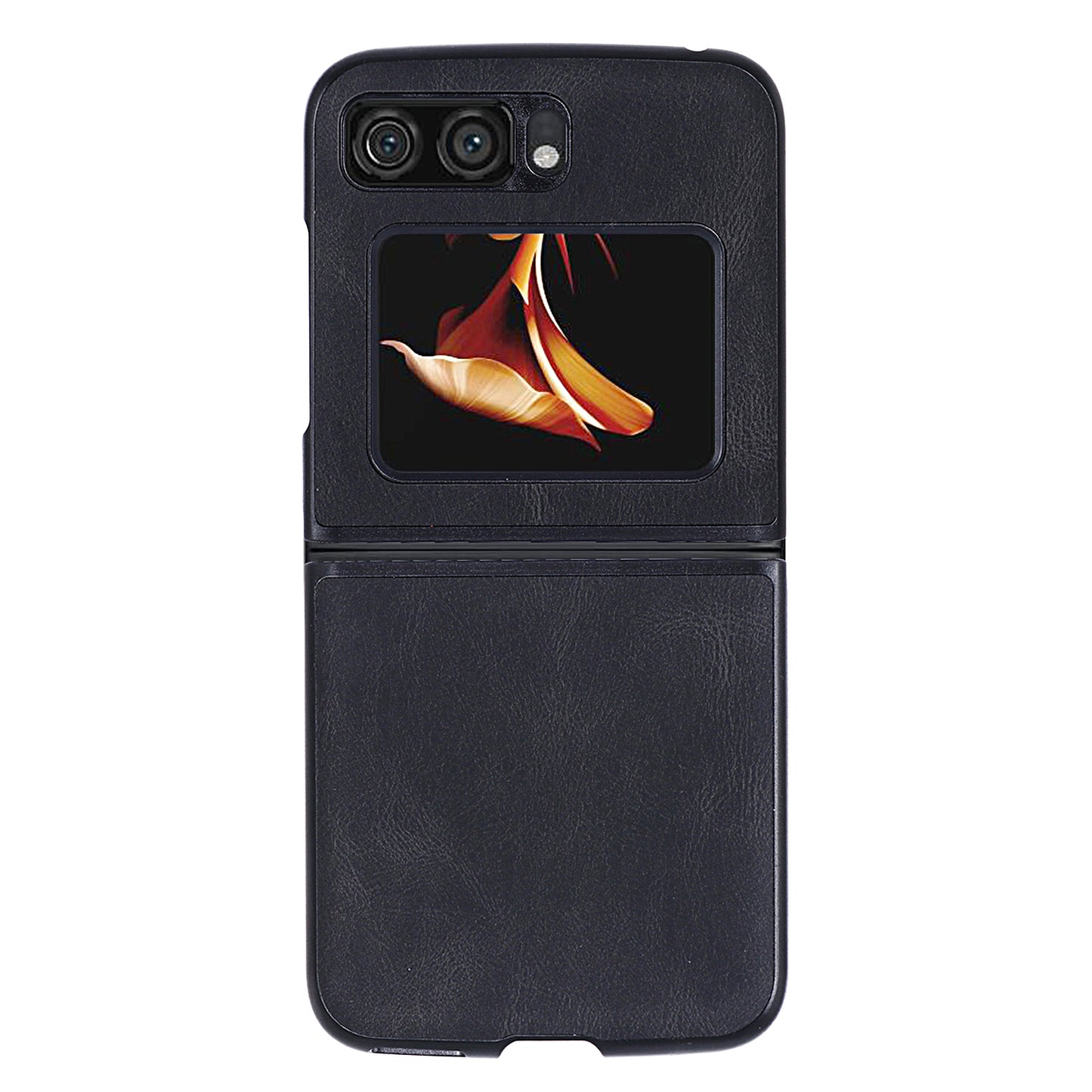 Uniqkart for Motorola Razr 2022 5G Folding Phone Case Leather Coated Hard PC Shockproof Cover - Black