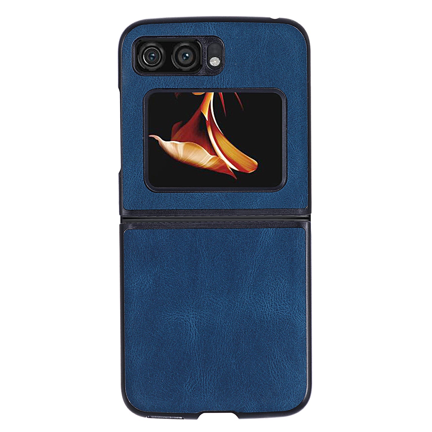 Uniqkart for Motorola Razr 2022 5G Folding Phone Case Leather Coated Hard PC Shockproof Cover - Blue