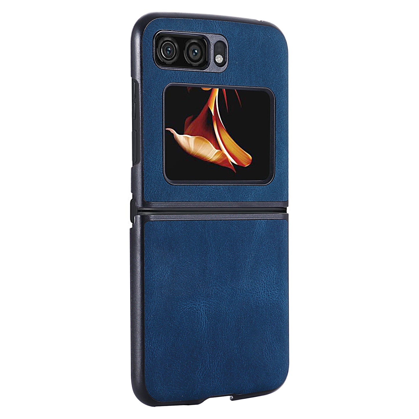 Uniqkart for Motorola Razr 2022 5G Folding Phone Case Leather Coated Hard PC Shockproof Cover - Blue