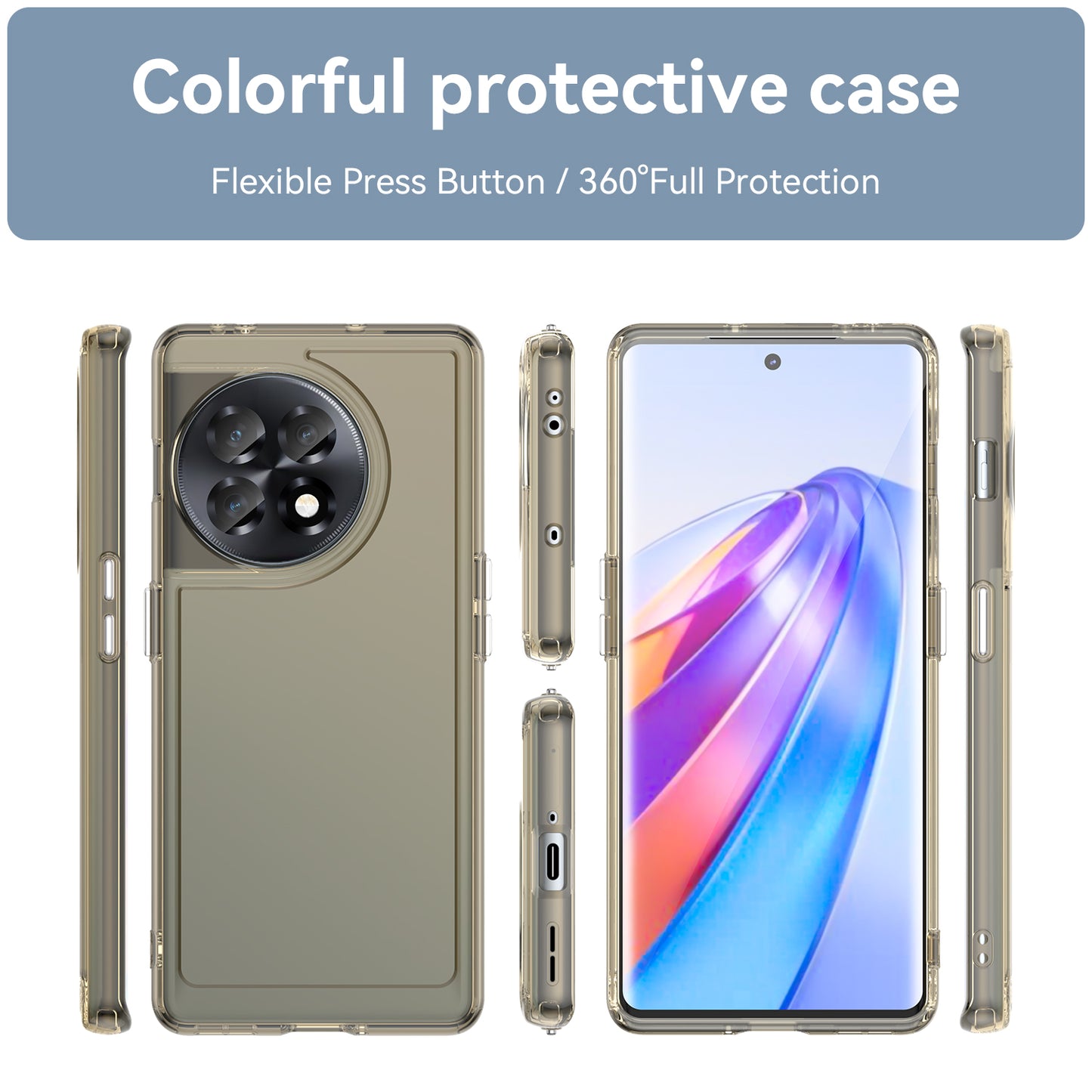 Candy Series For OnePlus Ace 2 5G / 11R 5G Shockproof TPU Phone Cover Soft Cell Phone Case - Transparent Grey