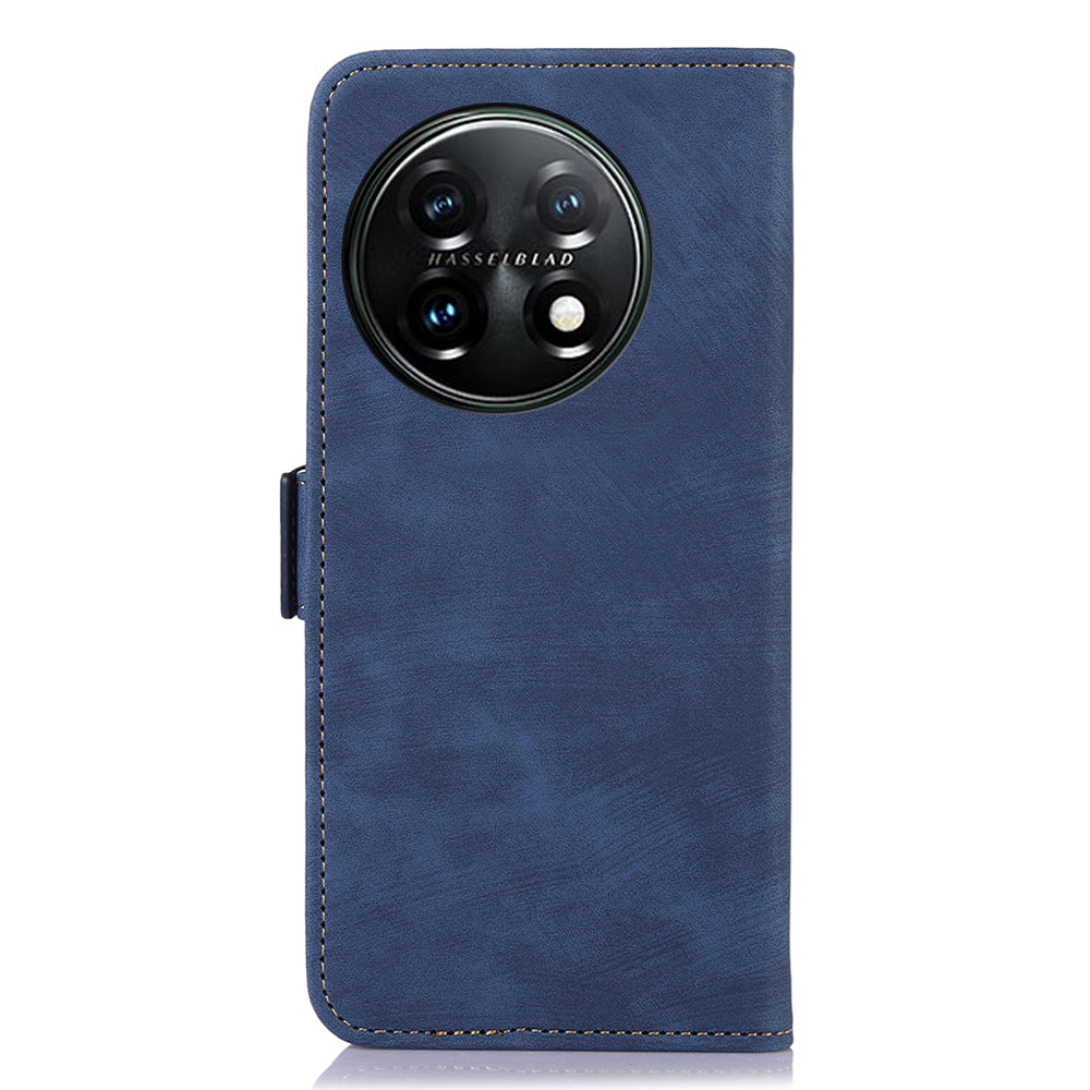 ABEEL For OnePlus 11 5G Anti-scratch PU Leather Case Stand Retro Phone Wallet Cover - Blue