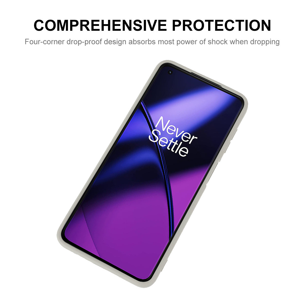 ENKAY HAT PRINCE for OnePlus 11 5G Precise Cutout Liquid Silicone Phone Case Straight Edge Cell Phone Cover - Dark Blue