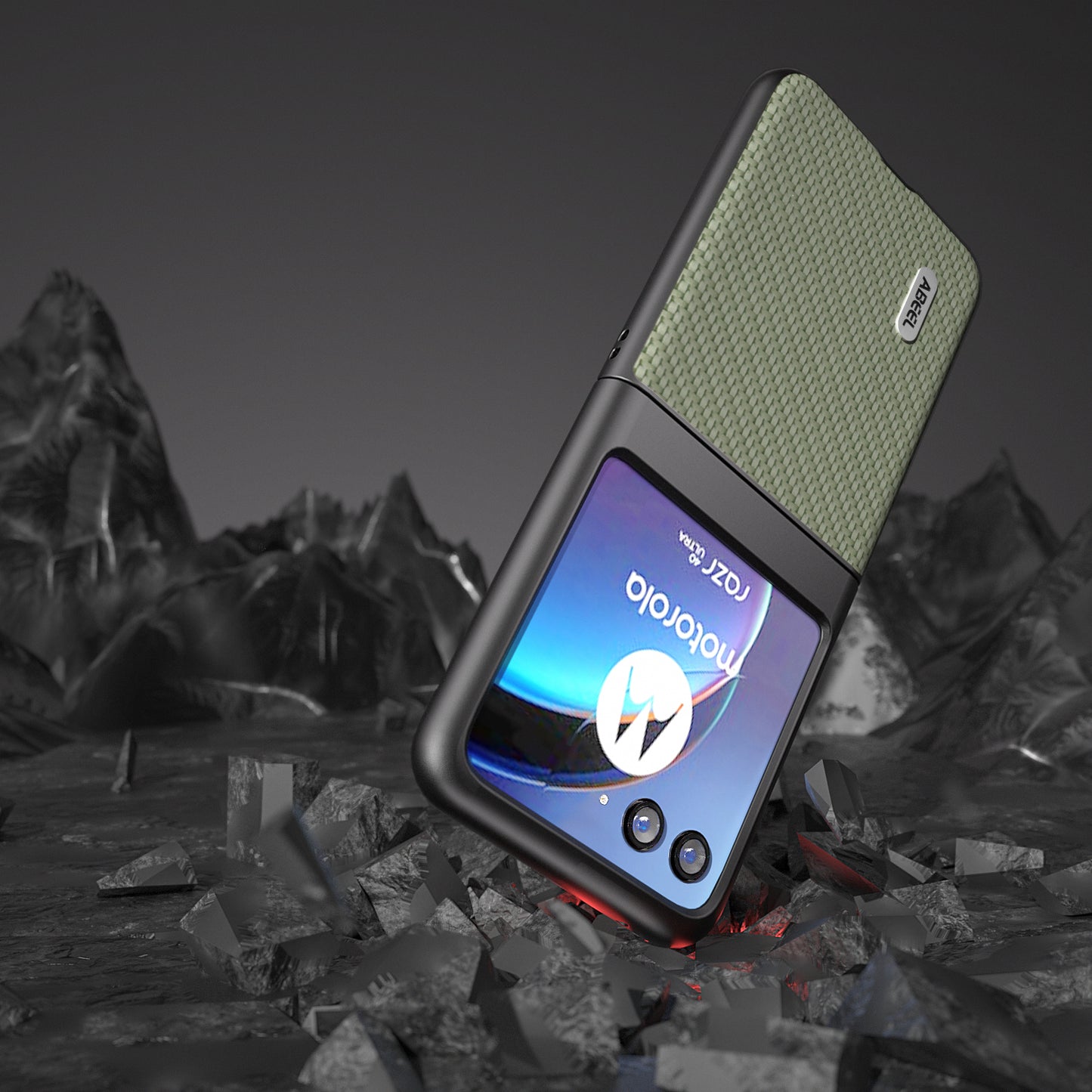 Uniqkart For Motorola Razr 40 Ultra 5G PU Leather Coated PC Case Carbon Fiber Texture Protective Phone Cover - Green