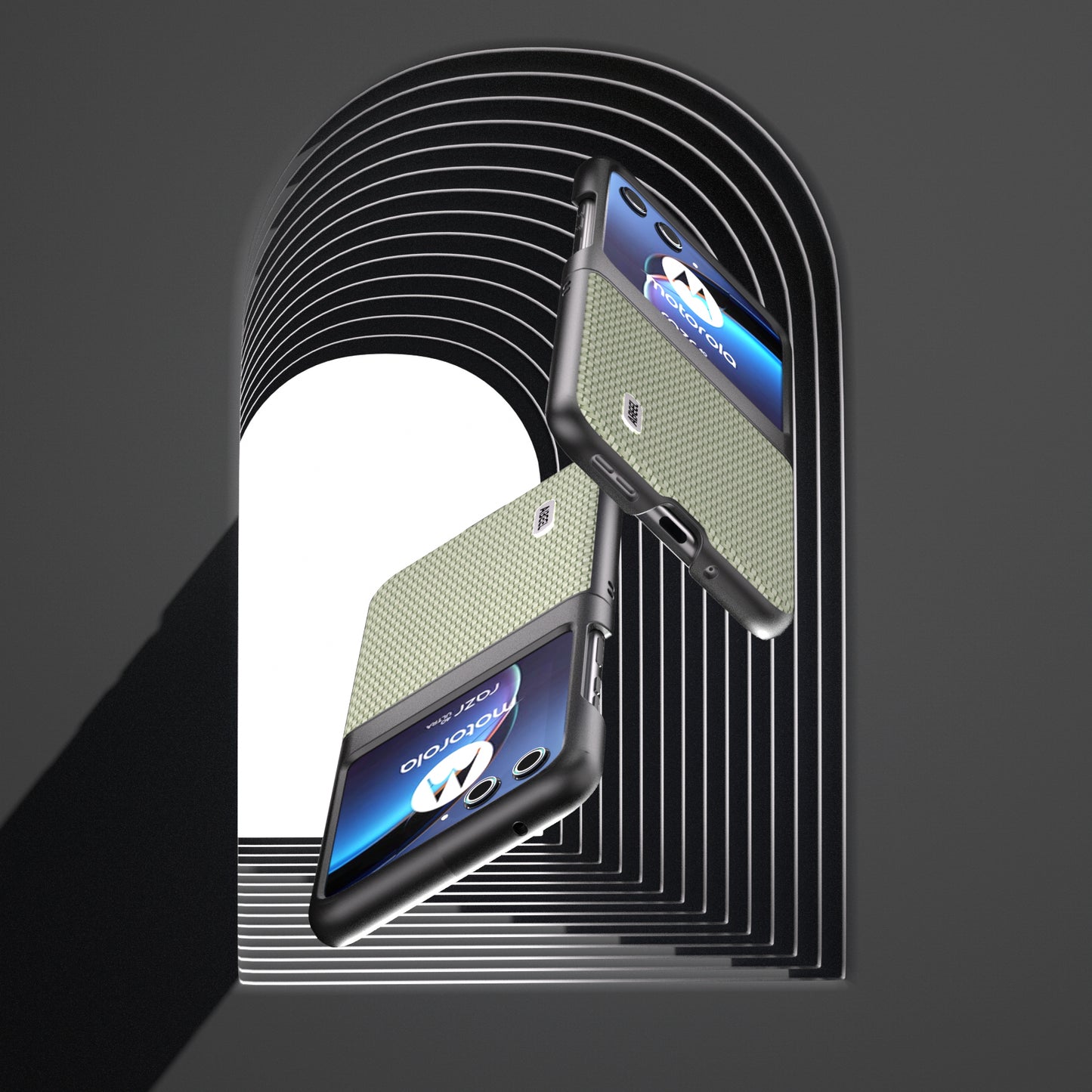 Uniqkart For Motorola Razr 40 Ultra 5G PU Leather Coated PC Case Carbon Fiber Texture Protective Phone Cover - Green