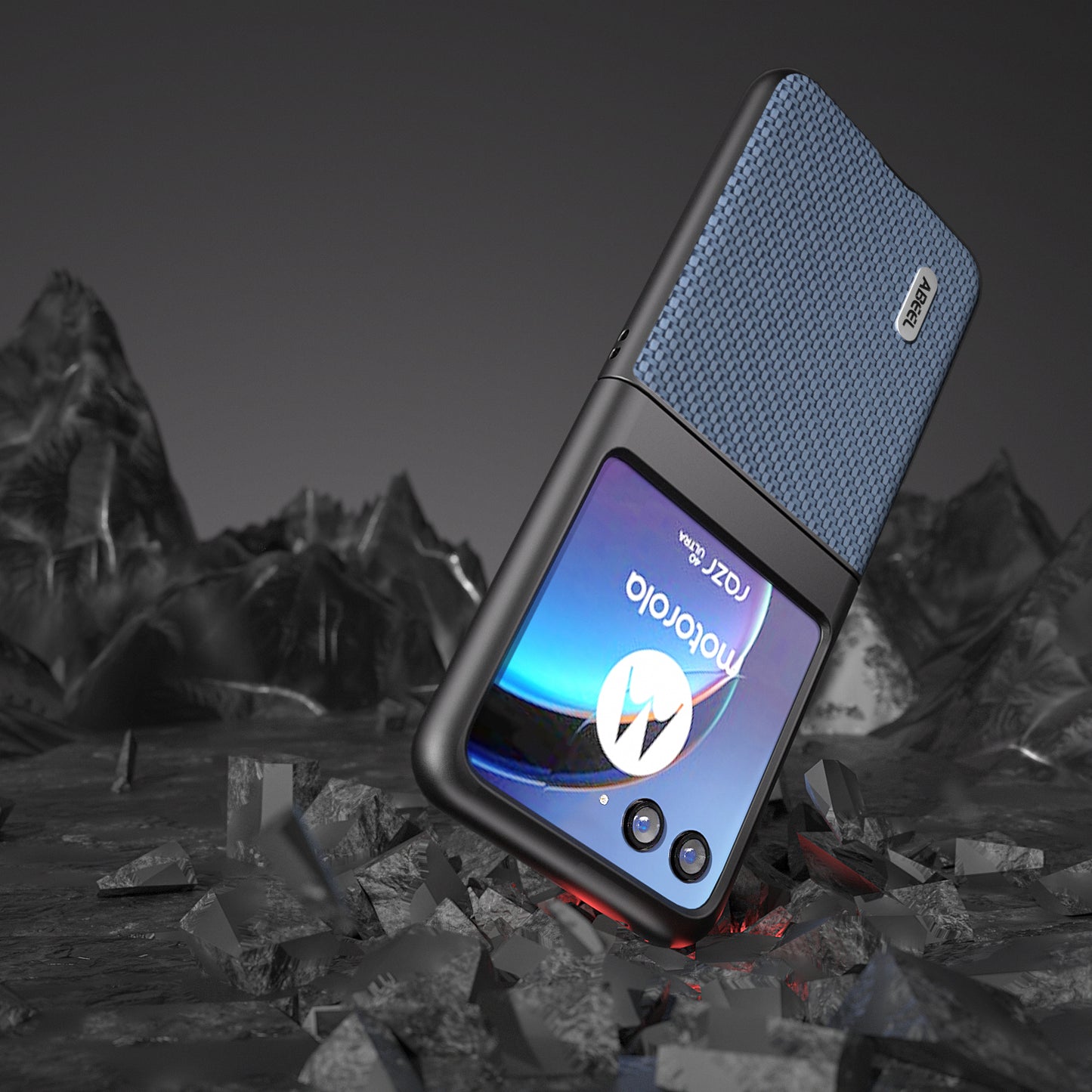 Uniqkart For Motorola Razr 40 Ultra 5G PU Leather Coated PC Case Carbon Fiber Texture Protective Phone Cover - Baby Blue