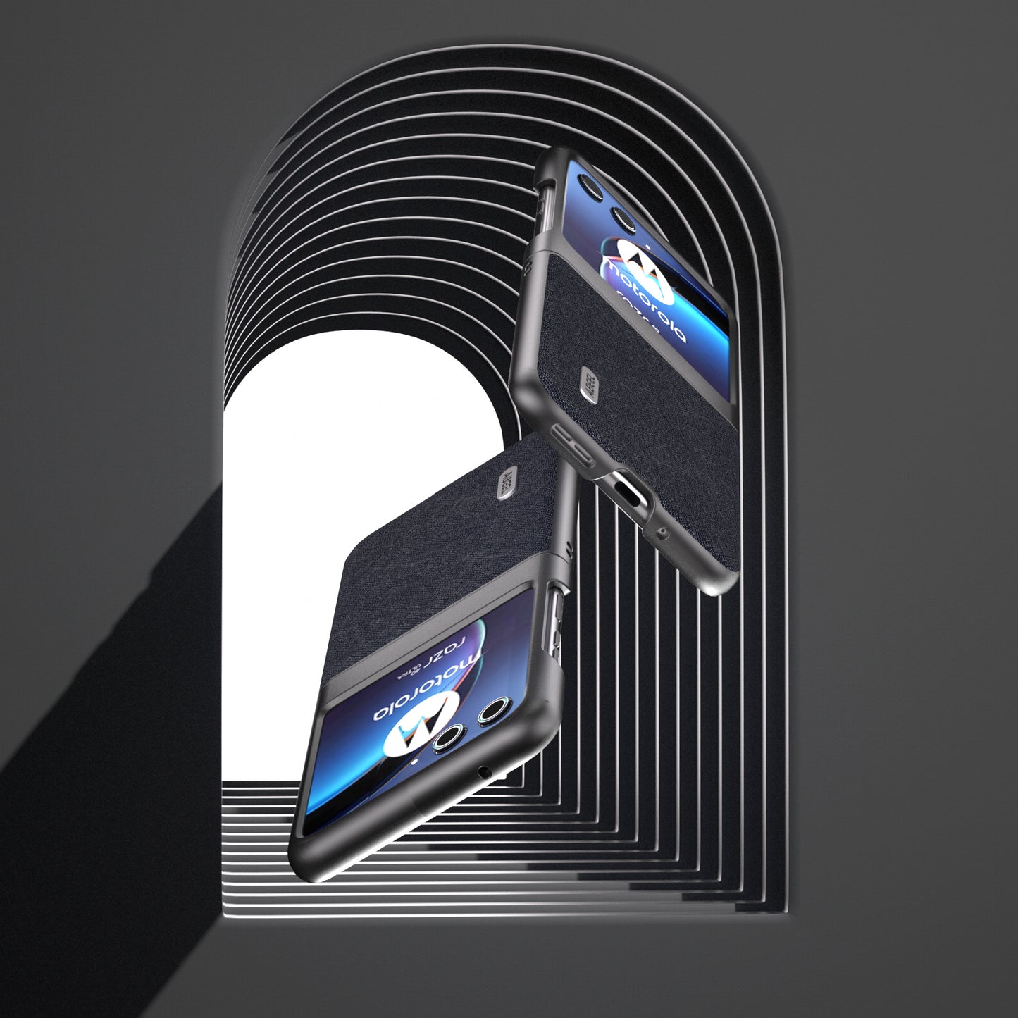 Uniqkart For Motorola Razr 40 Ultra 5G Cross Texture Folding Phone Case Cowhide Leather Coated PC Cover - Blue