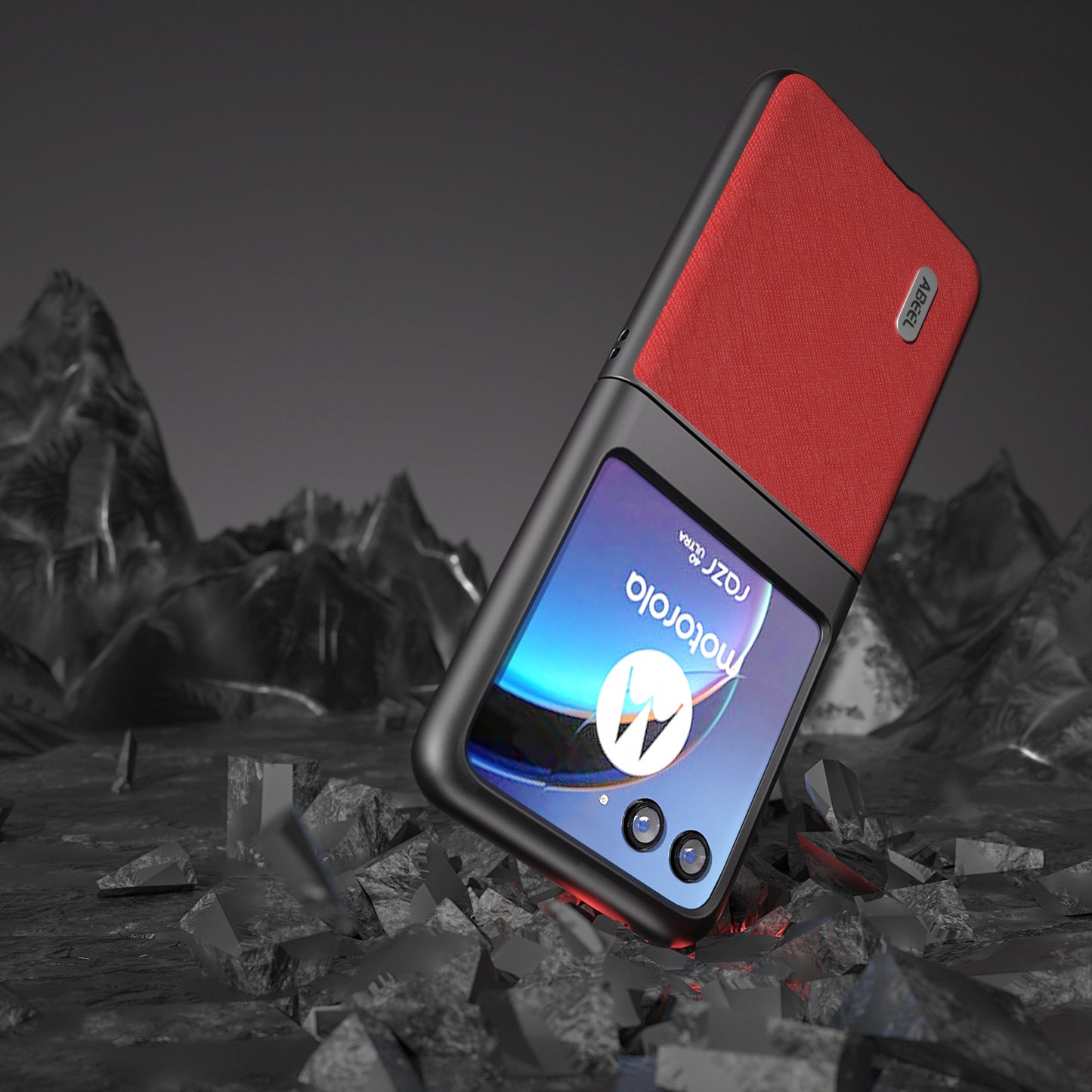 Uniqkart For Motorola Razr 40 Ultra 5G Cross Texture Folding Phone Case Cowhide Leather Coated PC Cover - Red