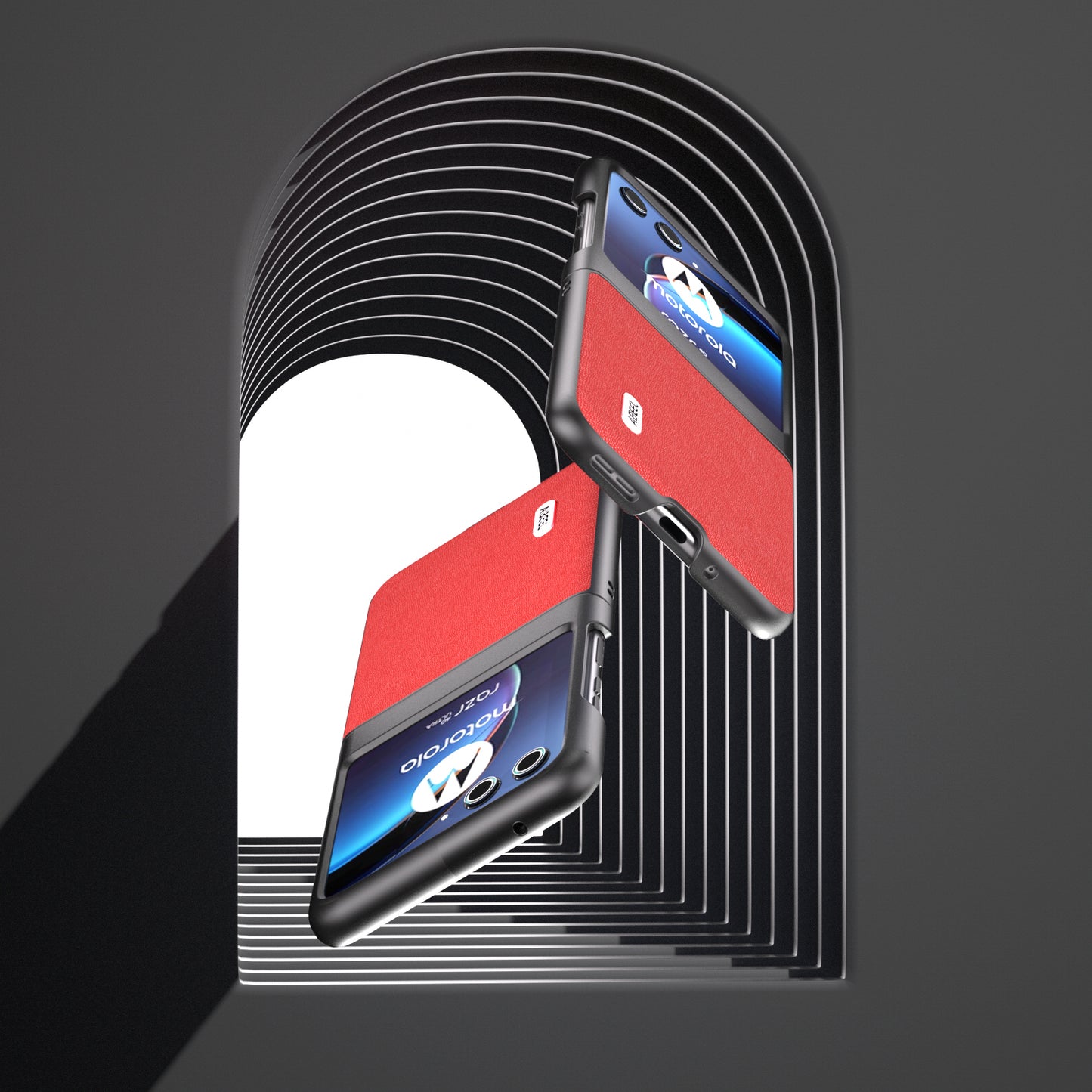 Uniqkart For Motorola Razr 40 Ultra 5G Cross Texture Folding Phone Case Cowhide Leather Coated PC Cover - Red