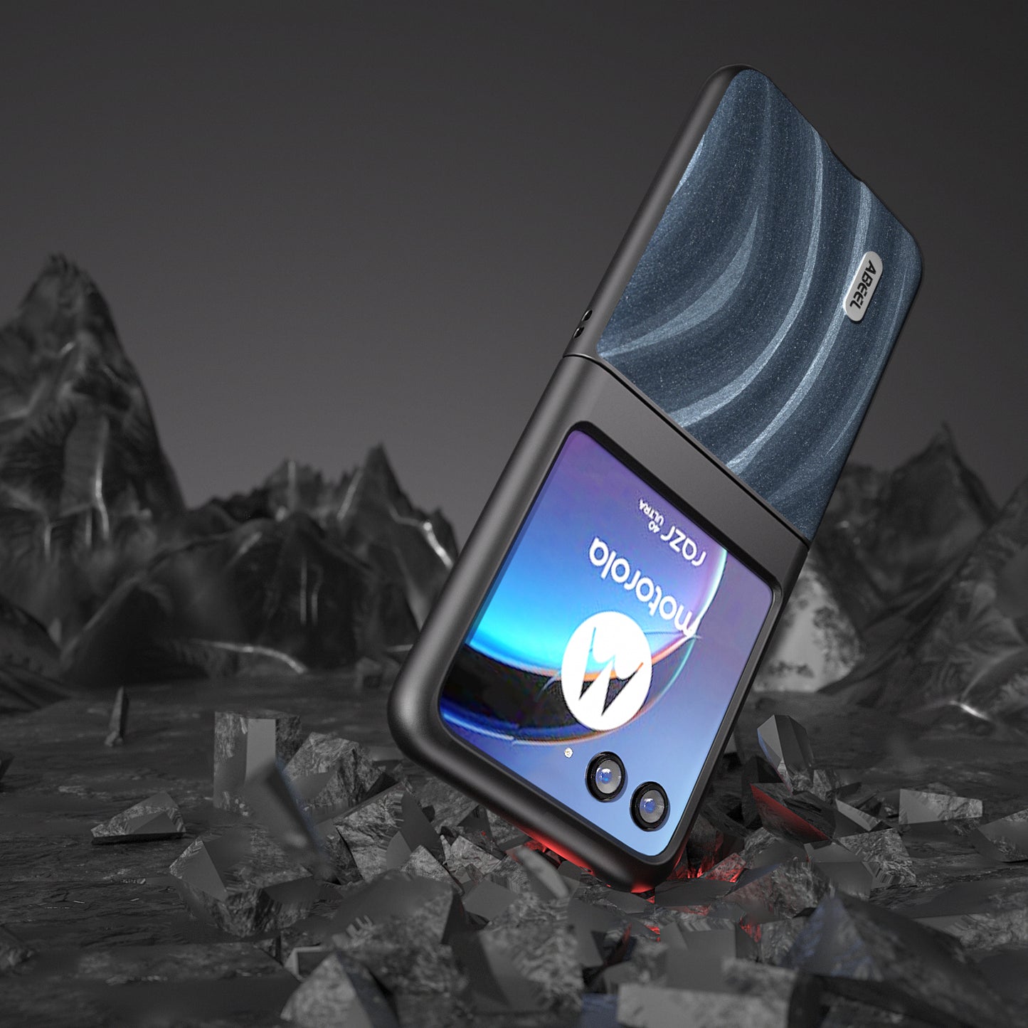 Uniqkart For Motorola Razr 40 Ultra 5G PU Leather Coated PC Phone Case Pattern Slim Phone Cover - Blue