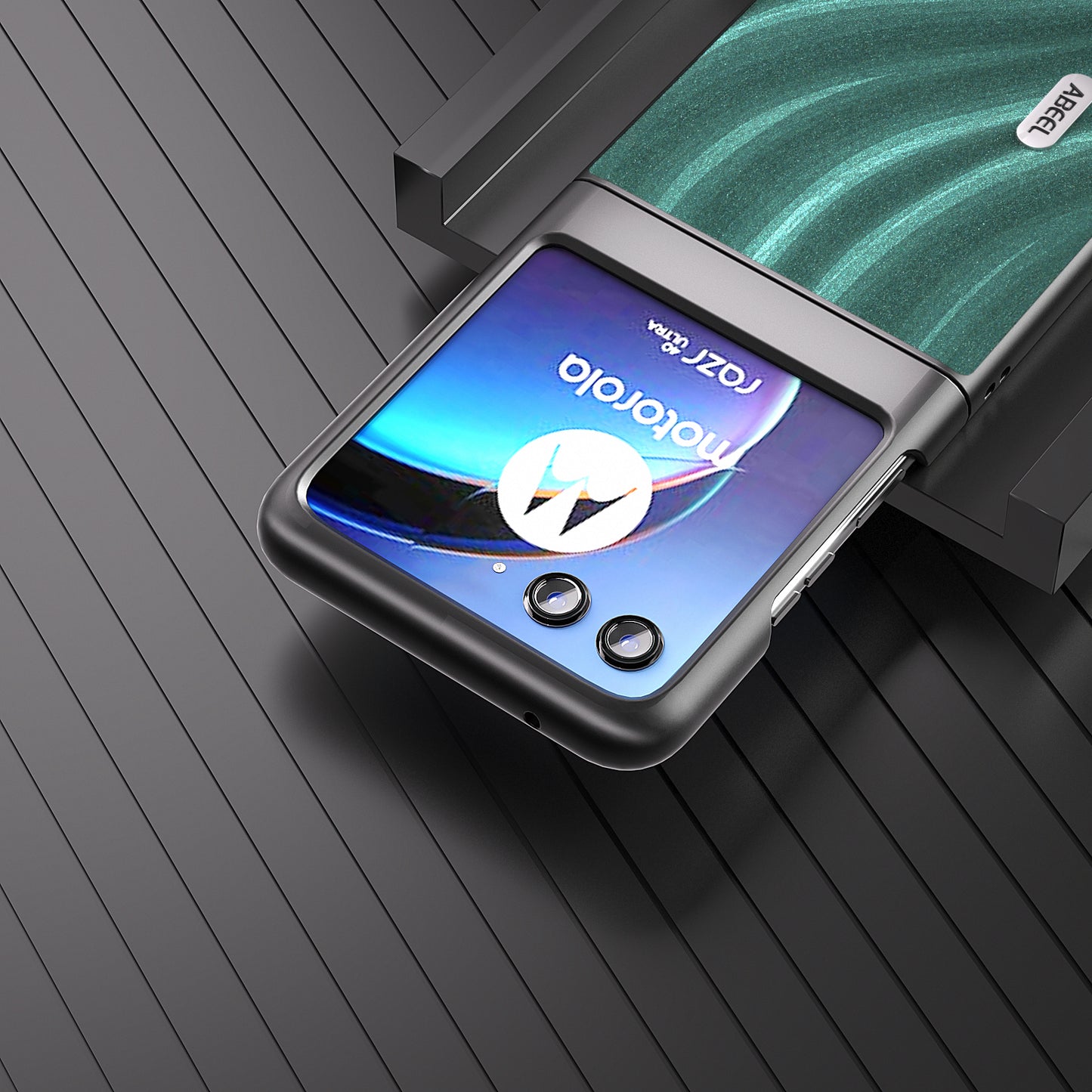 Uniqkart For Motorola Razr 40 Ultra 5G PU Leather Coated PC Phone Case Pattern Slim Phone Cover - Green