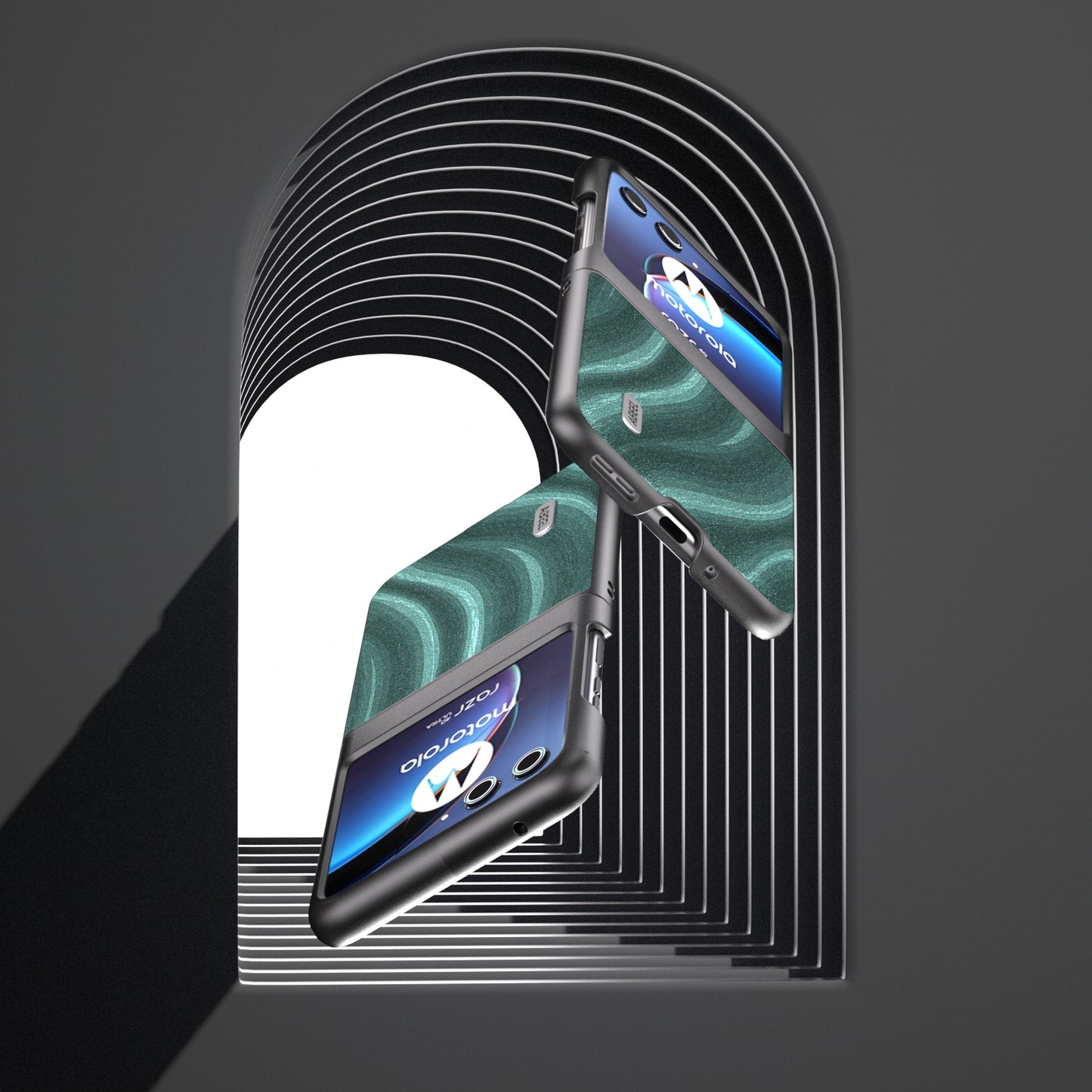 Uniqkart For Motorola Razr 40 Ultra 5G PU Leather Coated PC Phone Case Pattern Slim Phone Cover - Green