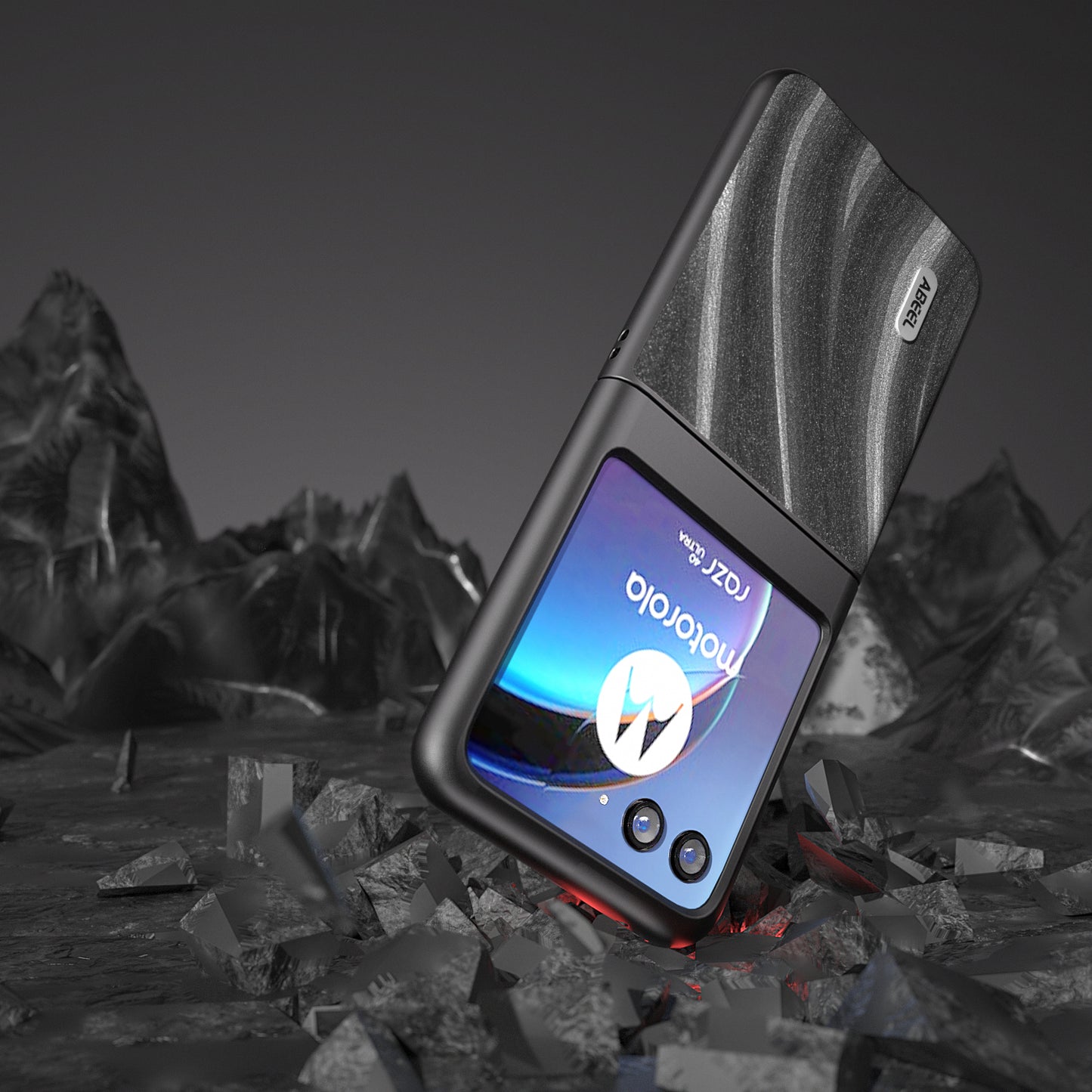 Uniqkart For Motorola Razr 40 Ultra 5G PU Leather Coated PC Phone Case Pattern Slim Phone Cover - Grey