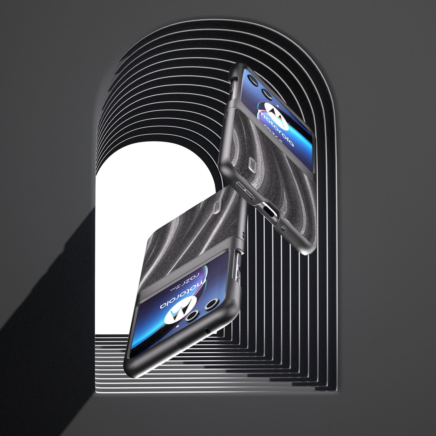 Uniqkart For Motorola Razr 40 Ultra 5G PU Leather Coated PC Phone Case Pattern Slim Phone Cover - Grey