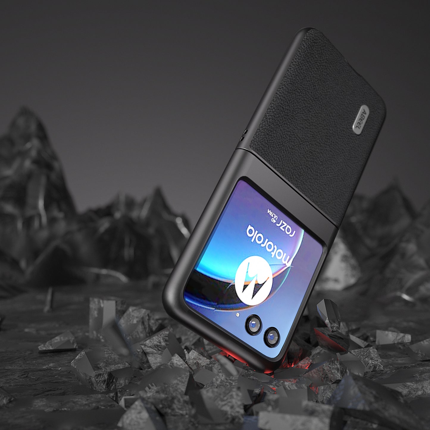 Uniqkart For Motorola Razr 40 Ultra 5G Anti-Scratch Phone Case Litchi Texture Cowhide Leather Coated PC Phone Cover - Black