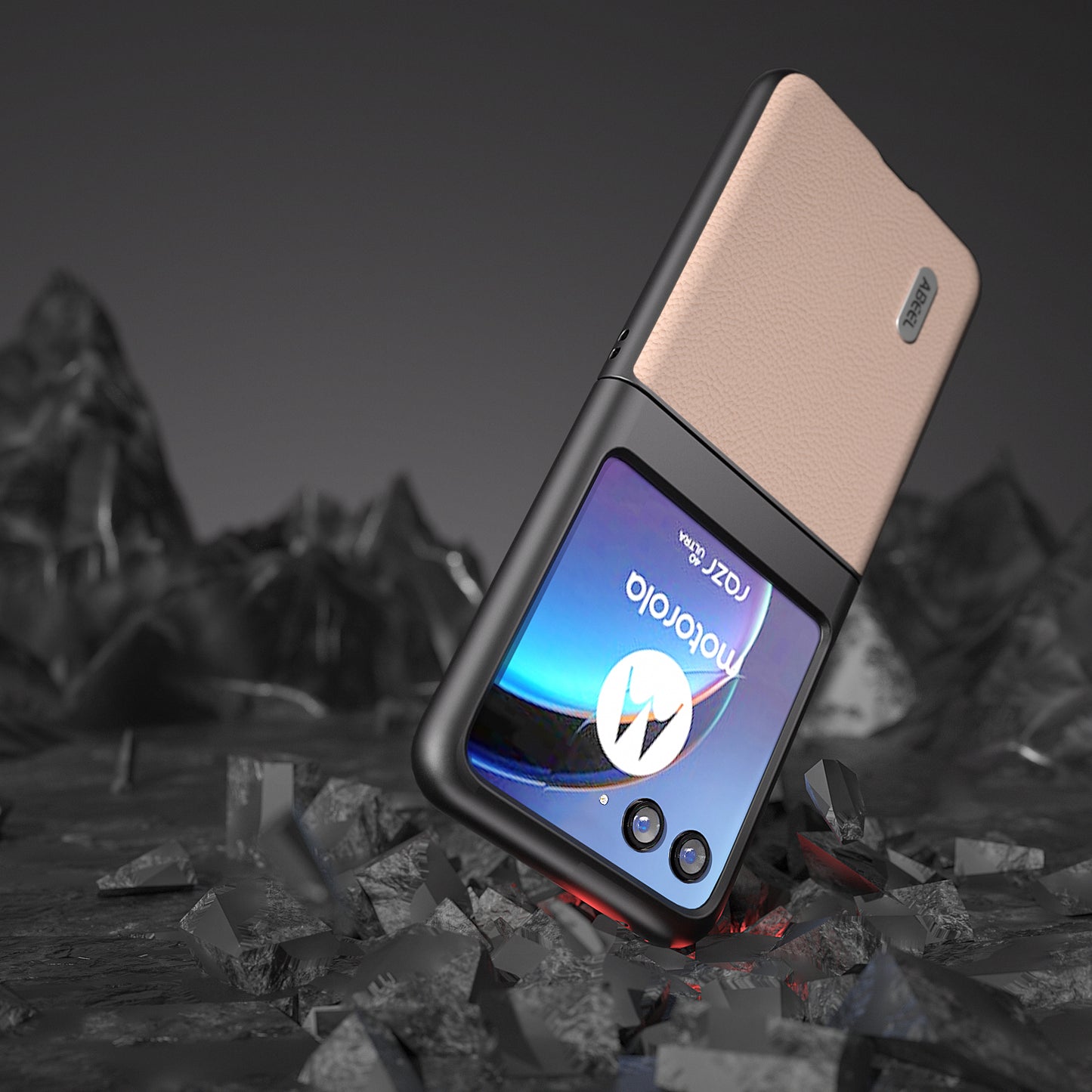 Uniqkart For Motorola Razr 40 Ultra 5G Anti-Scratch Phone Case Litchi Texture Cowhide Leather Coated PC Phone Cover - Pink