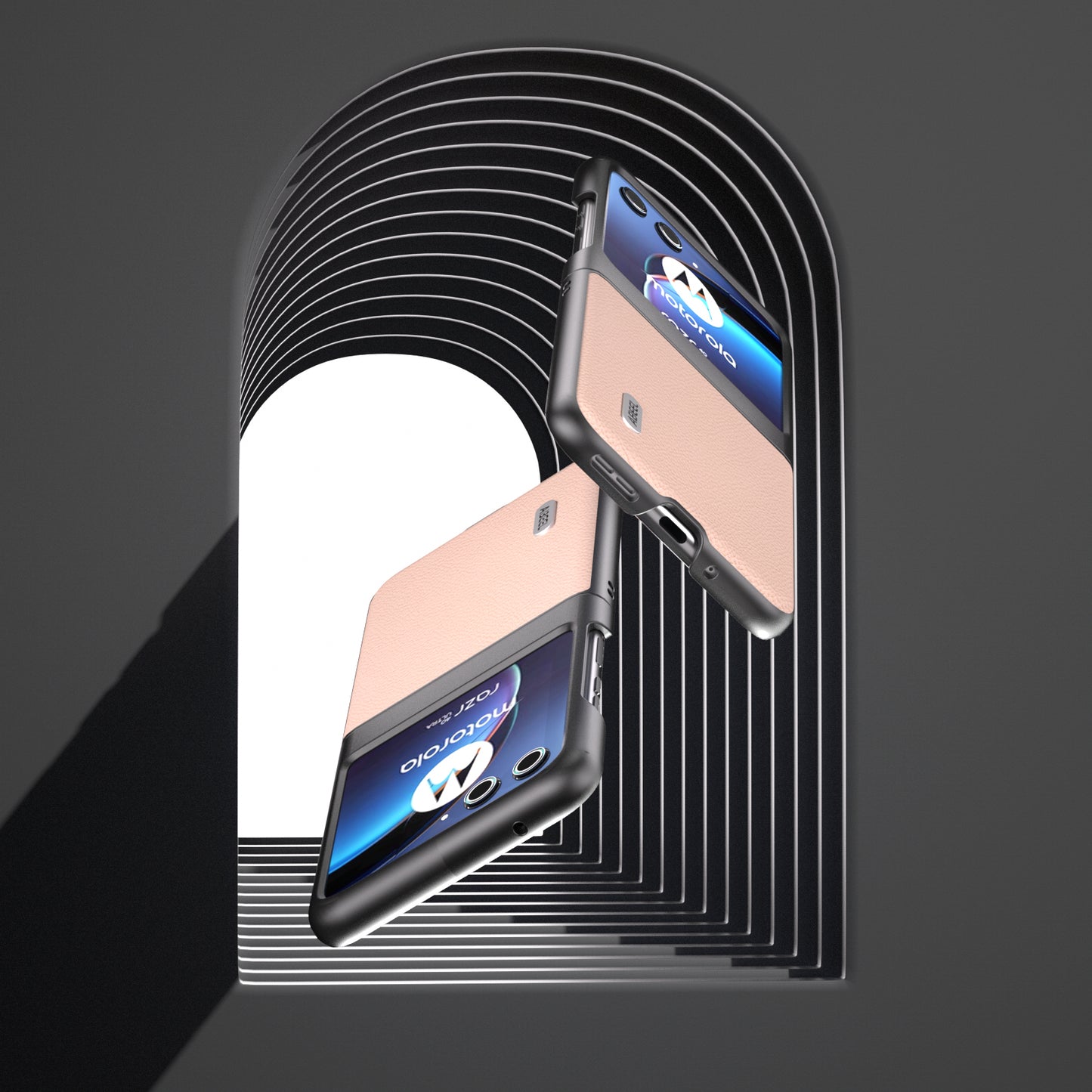 Uniqkart For Motorola Razr 40 Ultra 5G Anti-Scratch Phone Case Litchi Texture Cowhide Leather Coated PC Phone Cover - Pink