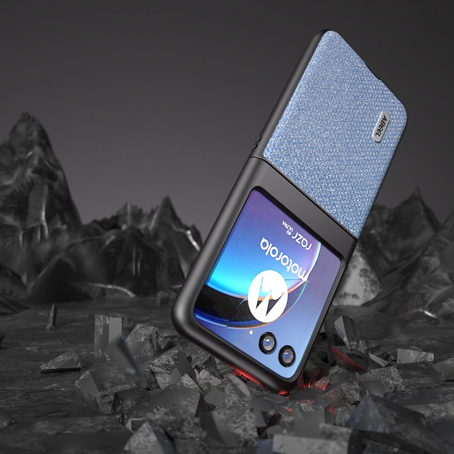 Uniqkart For Motorola Razr 40 Ultra 5G Rhinestone Texture Phone Case PU Leather + PC Anti-scratch Phone Cover - Blue