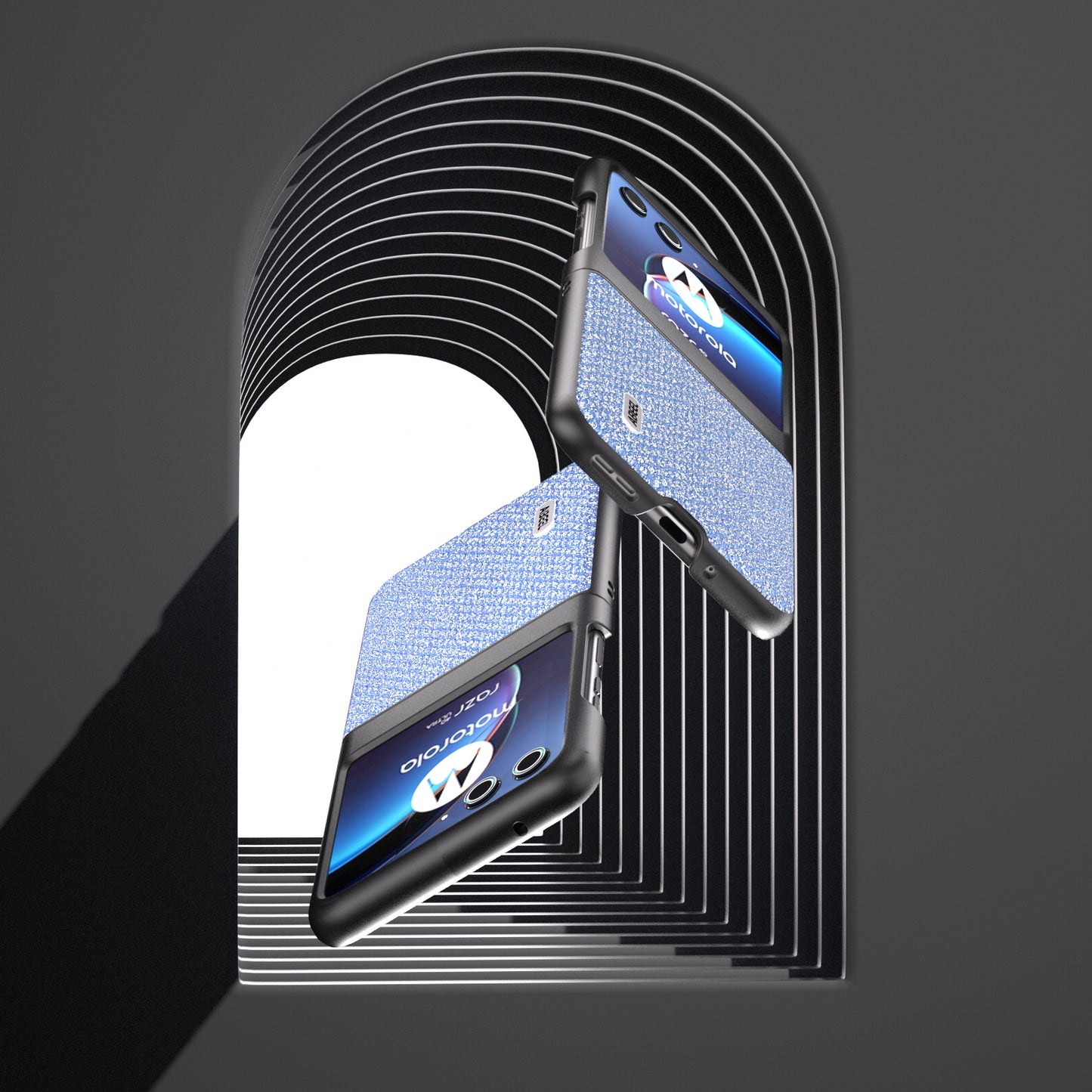 Uniqkart For Motorola Razr 40 Ultra 5G Rhinestone Texture Phone Case PU Leather + PC Anti-scratch Phone Cover - Blue