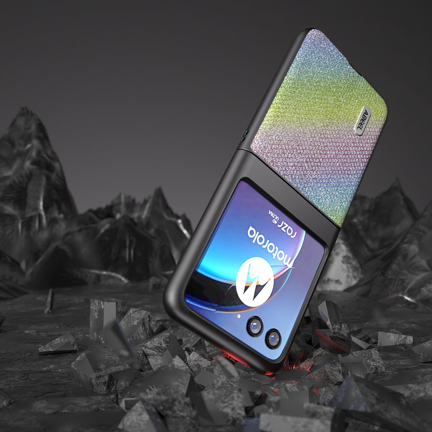 Uniqkart For Motorola Razr 40 Ultra 5G Rhinestone Texture Phone Case PU Leather + PC Anti-scratch Phone Cover - Multi-color