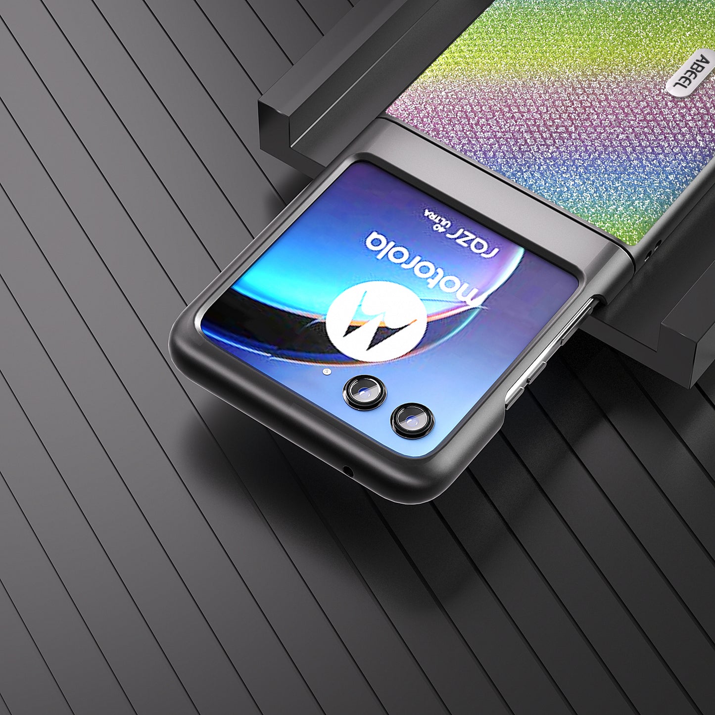 Uniqkart For Motorola Razr 40 Ultra 5G Rhinestone Texture Phone Case PU Leather + PC Anti-scratch Phone Cover - Multi-color