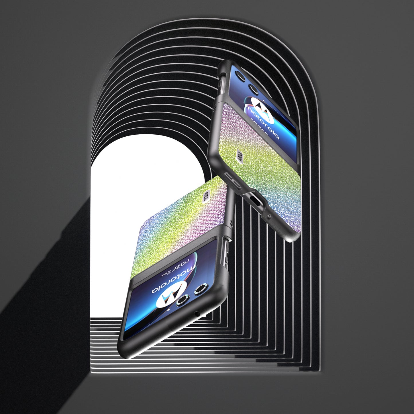 Uniqkart For Motorola Razr 40 Ultra 5G Rhinestone Texture Phone Case PU Leather + PC Anti-scratch Phone Cover - Multi-color