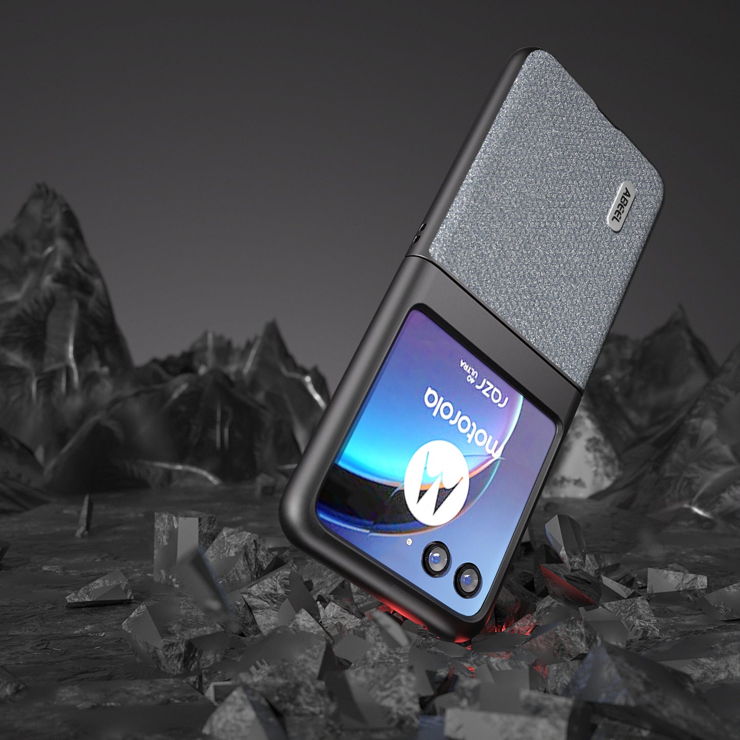 Uniqkart For Motorola Razr 40 Ultra 5G Rhinestone Texture Phone Case PU Leather + PC Anti-scratch Phone Cover - Grey