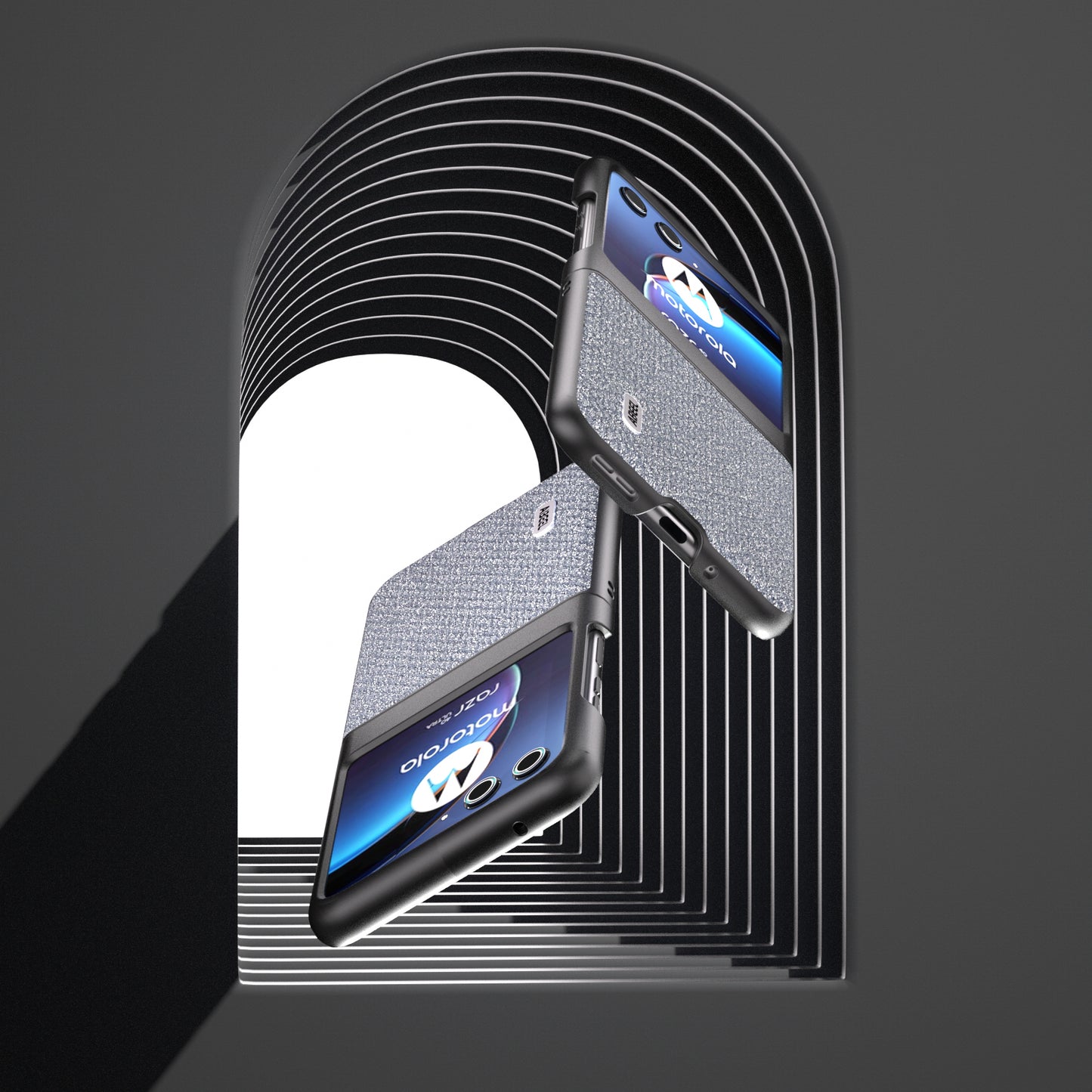 Uniqkart For Motorola Razr 40 Ultra 5G Rhinestone Texture Phone Case PU Leather + PC Anti-scratch Phone Cover - Grey